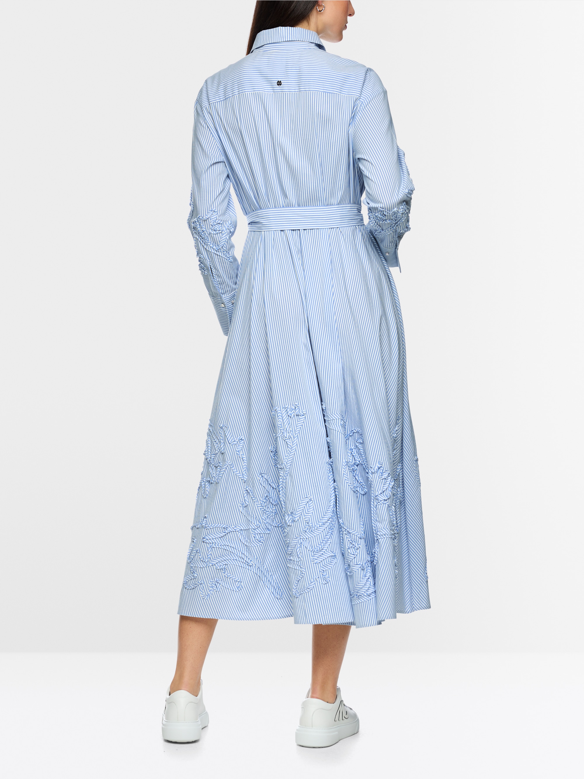 Striped midi dress with embroidery