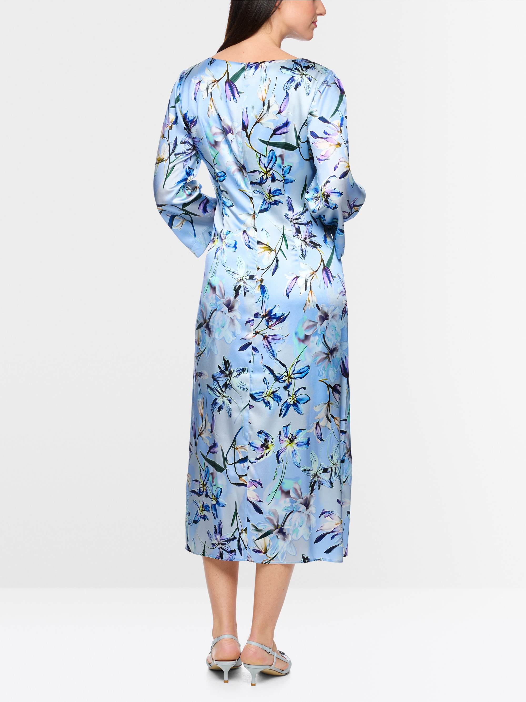 Midi dress in silk with floral print