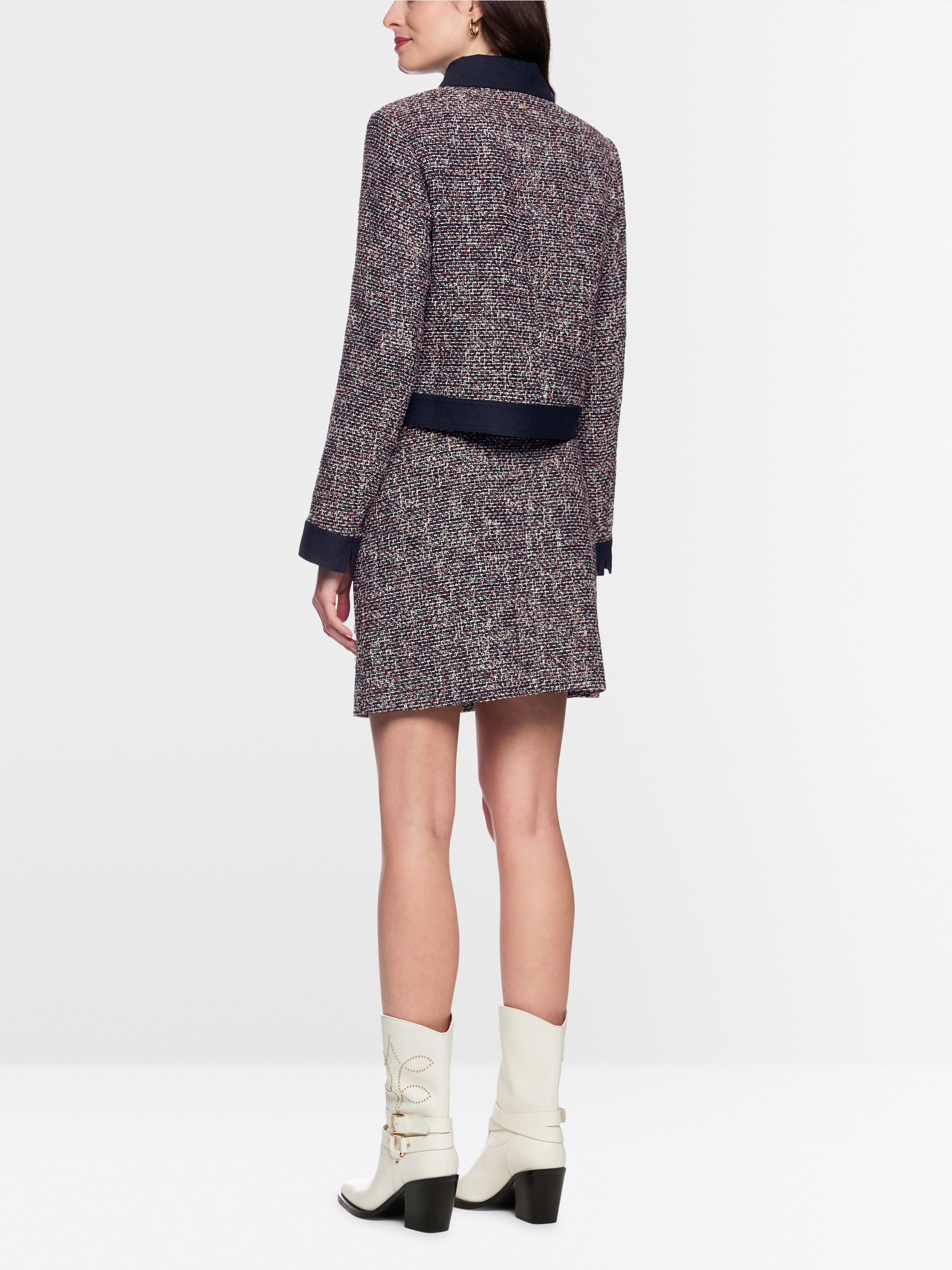 Veste en tweed avec détails en denim