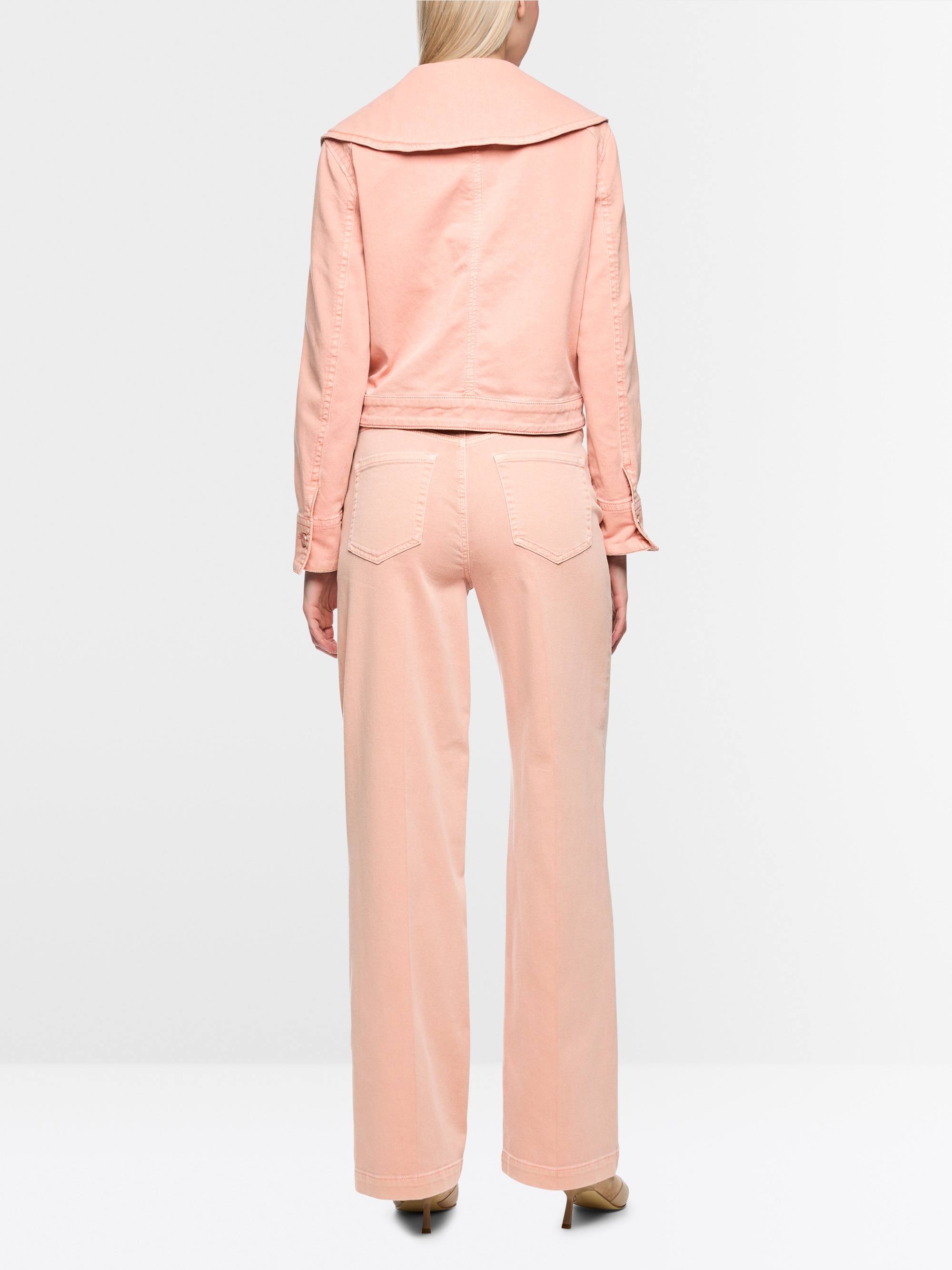 Denim jacket with oversized collar