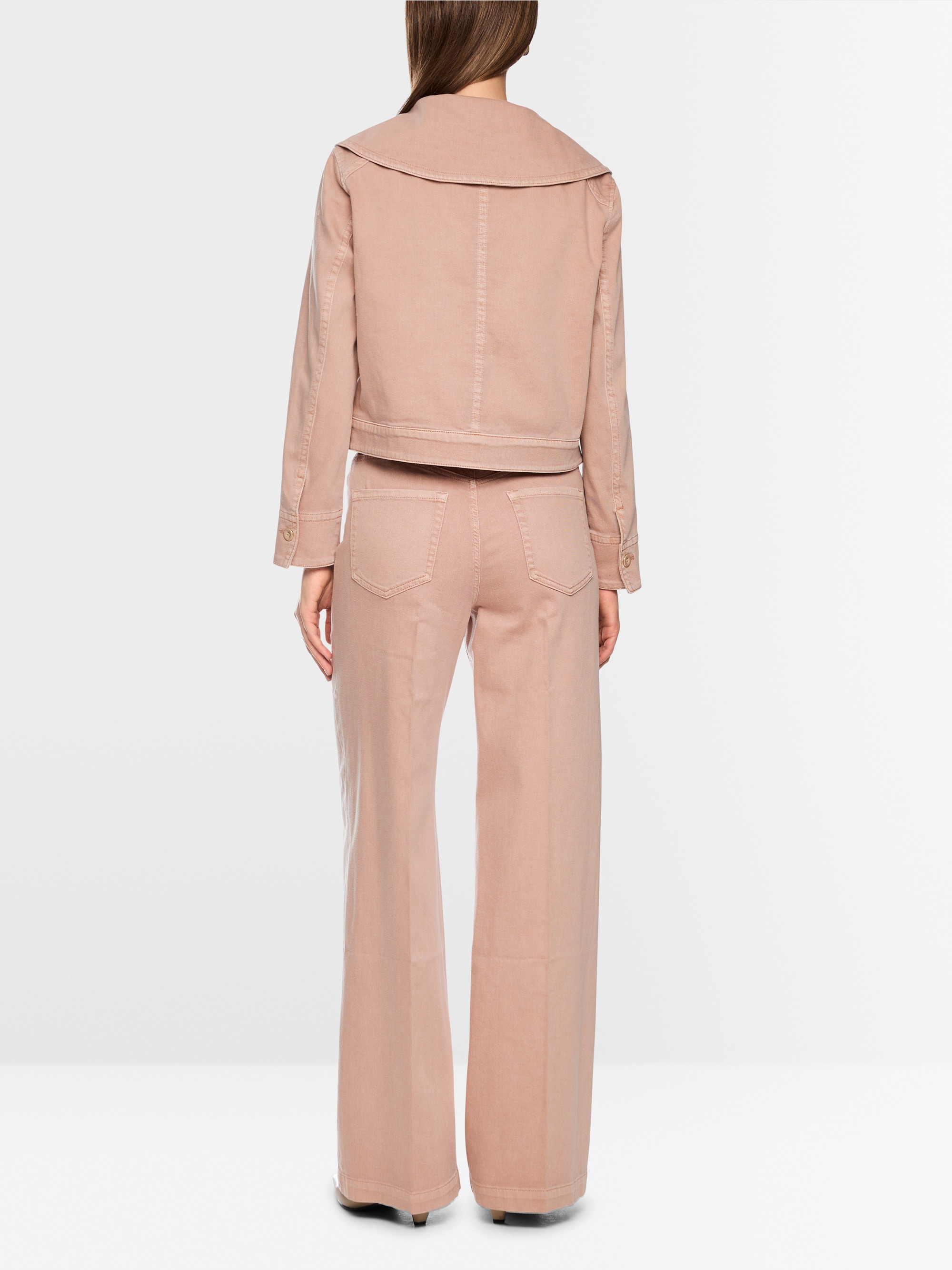 Denim jacket with oversized collar