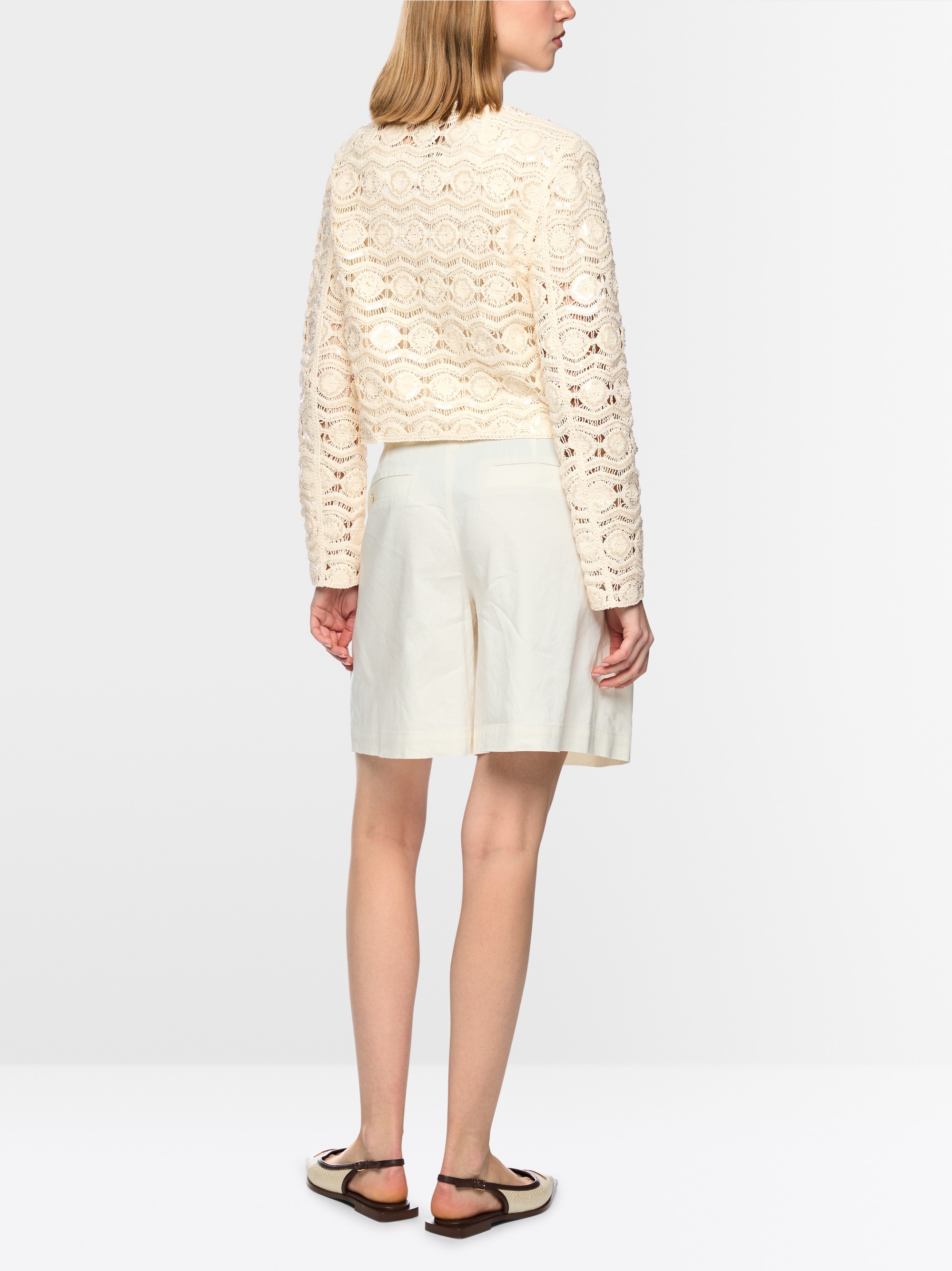 Openwork jacket with mini beads