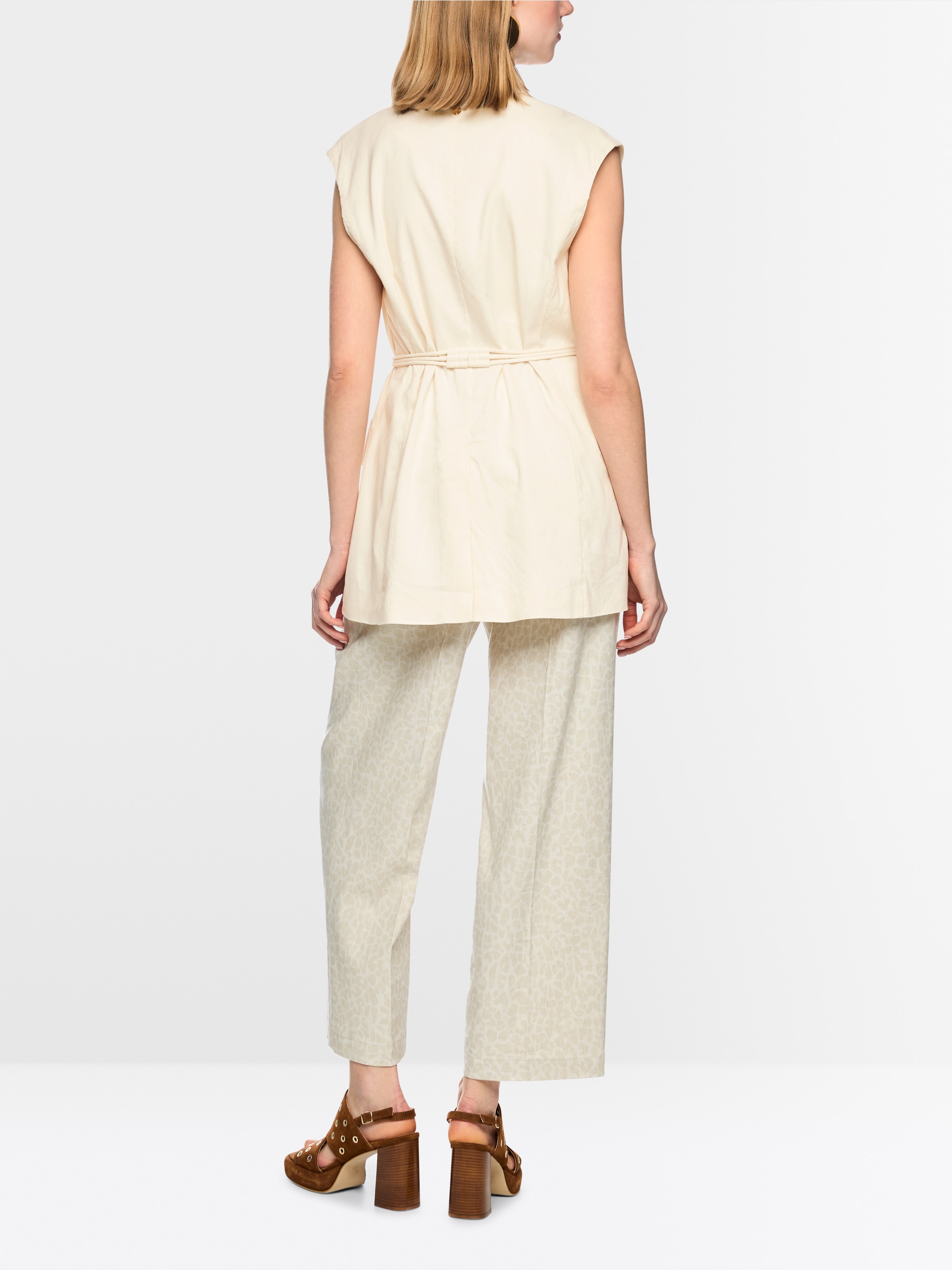 Long linen blend safari vest