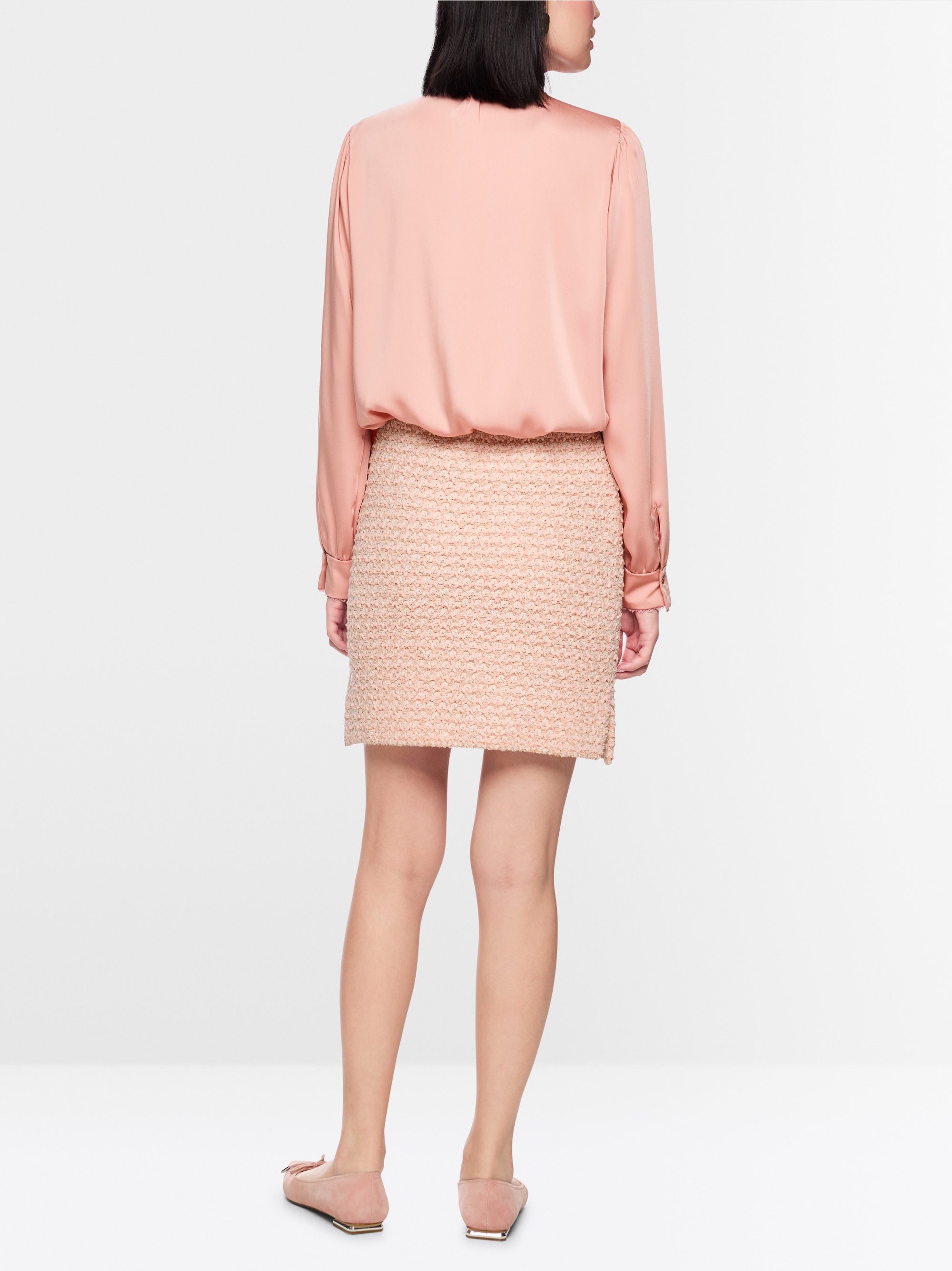 Blouse with lace and stand-up collar