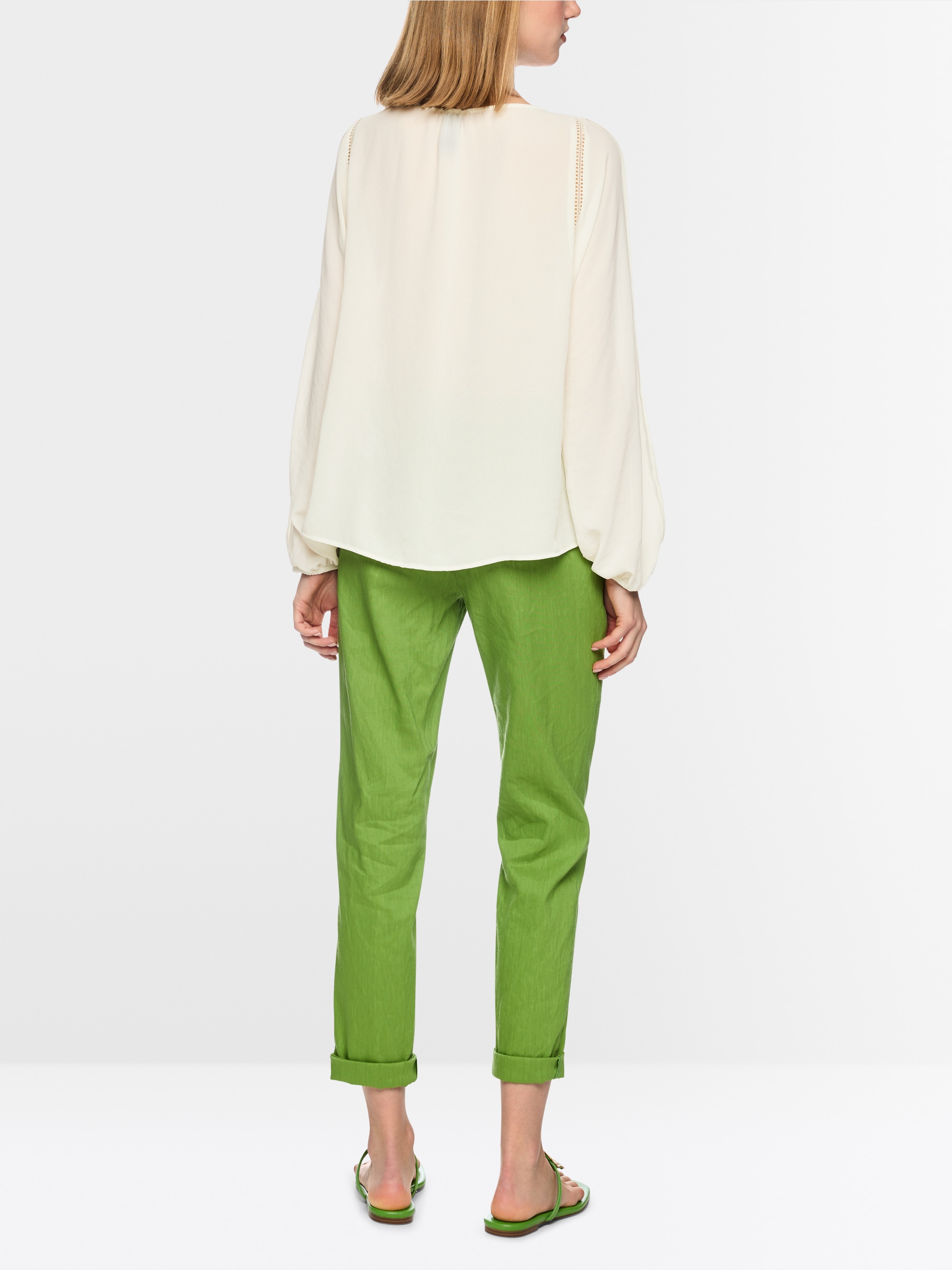 Blouse with lace and pintucks