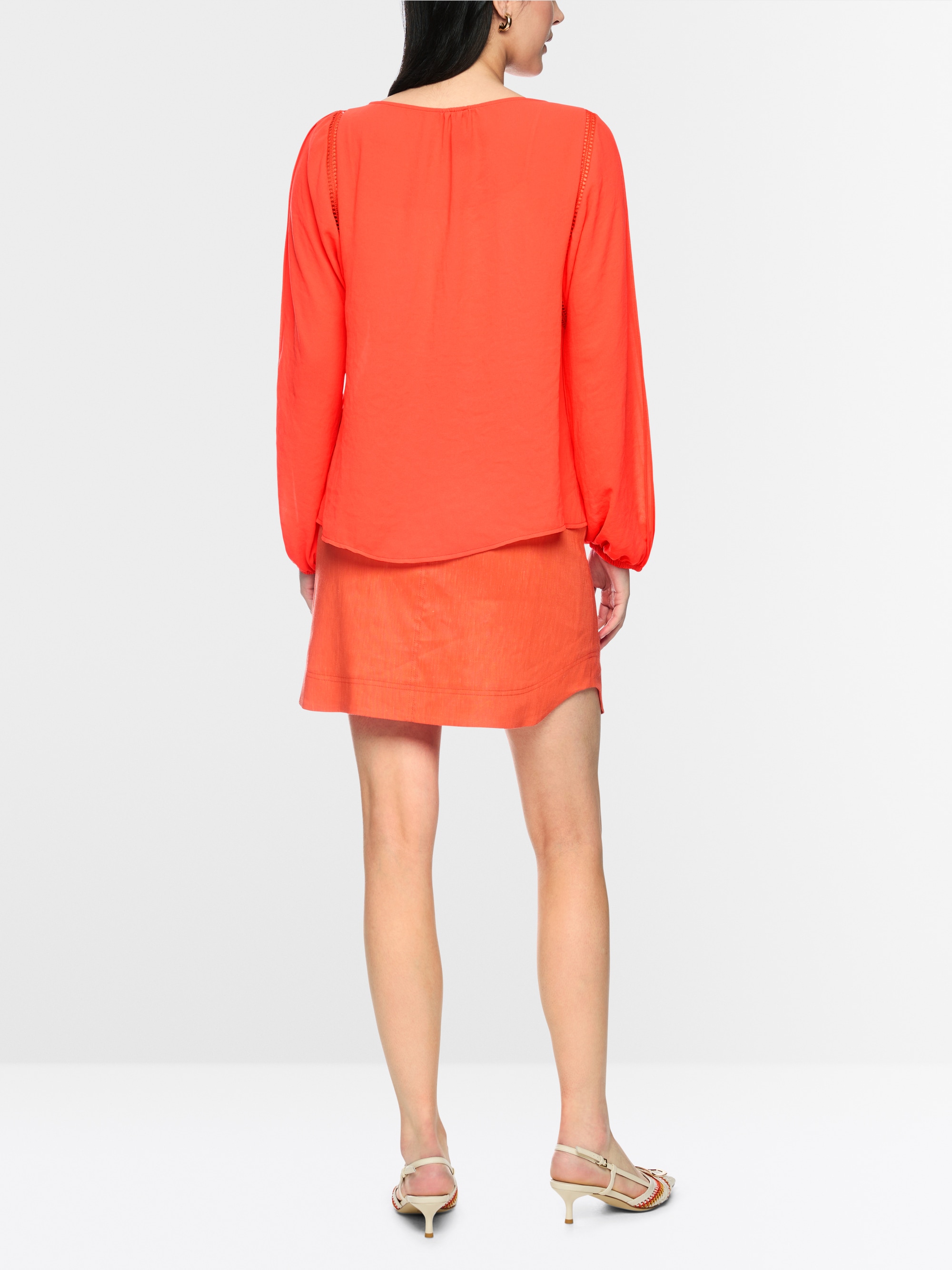 Blouse with lace and pintucks