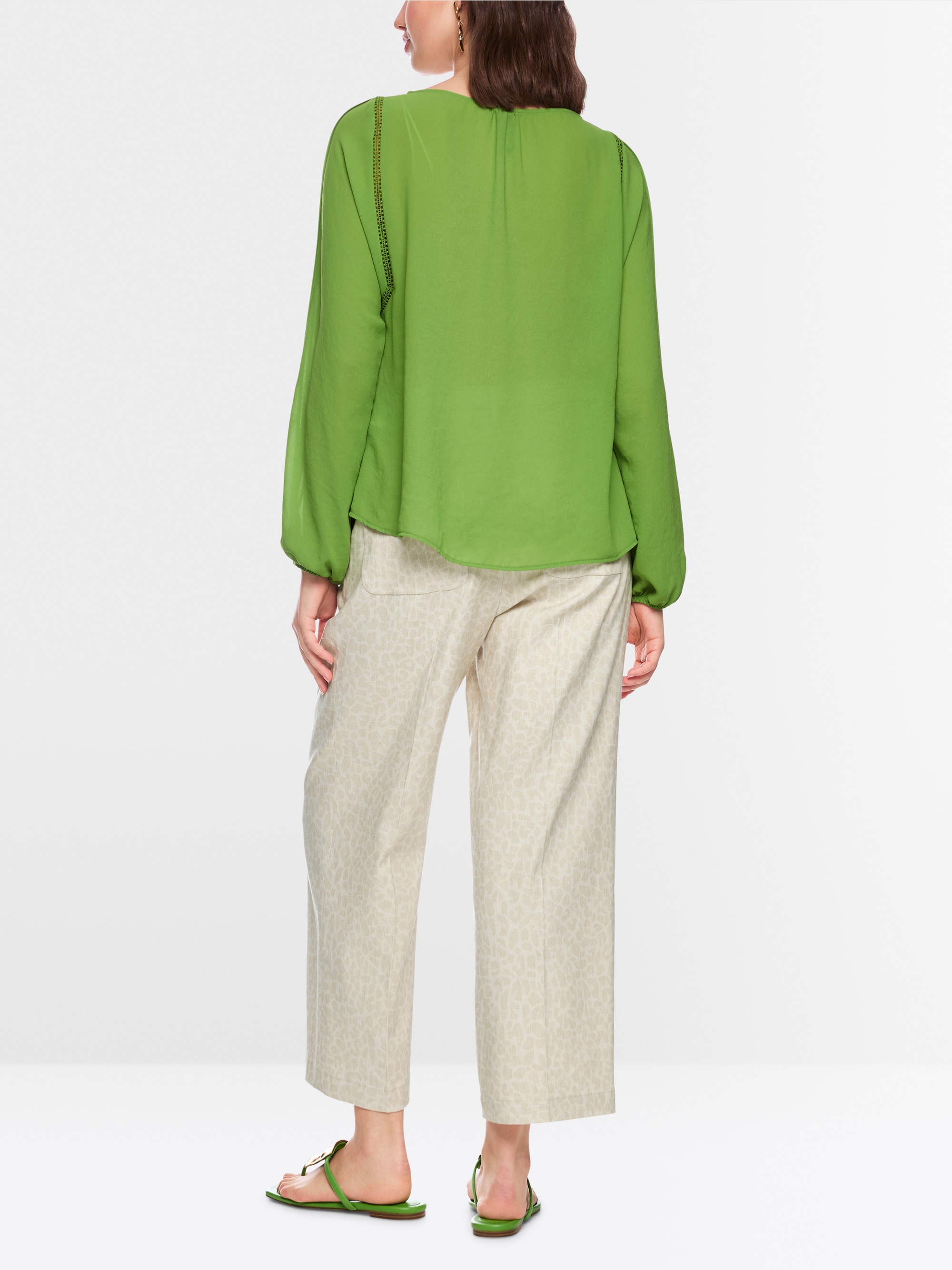 Blouse with lace and pintucks