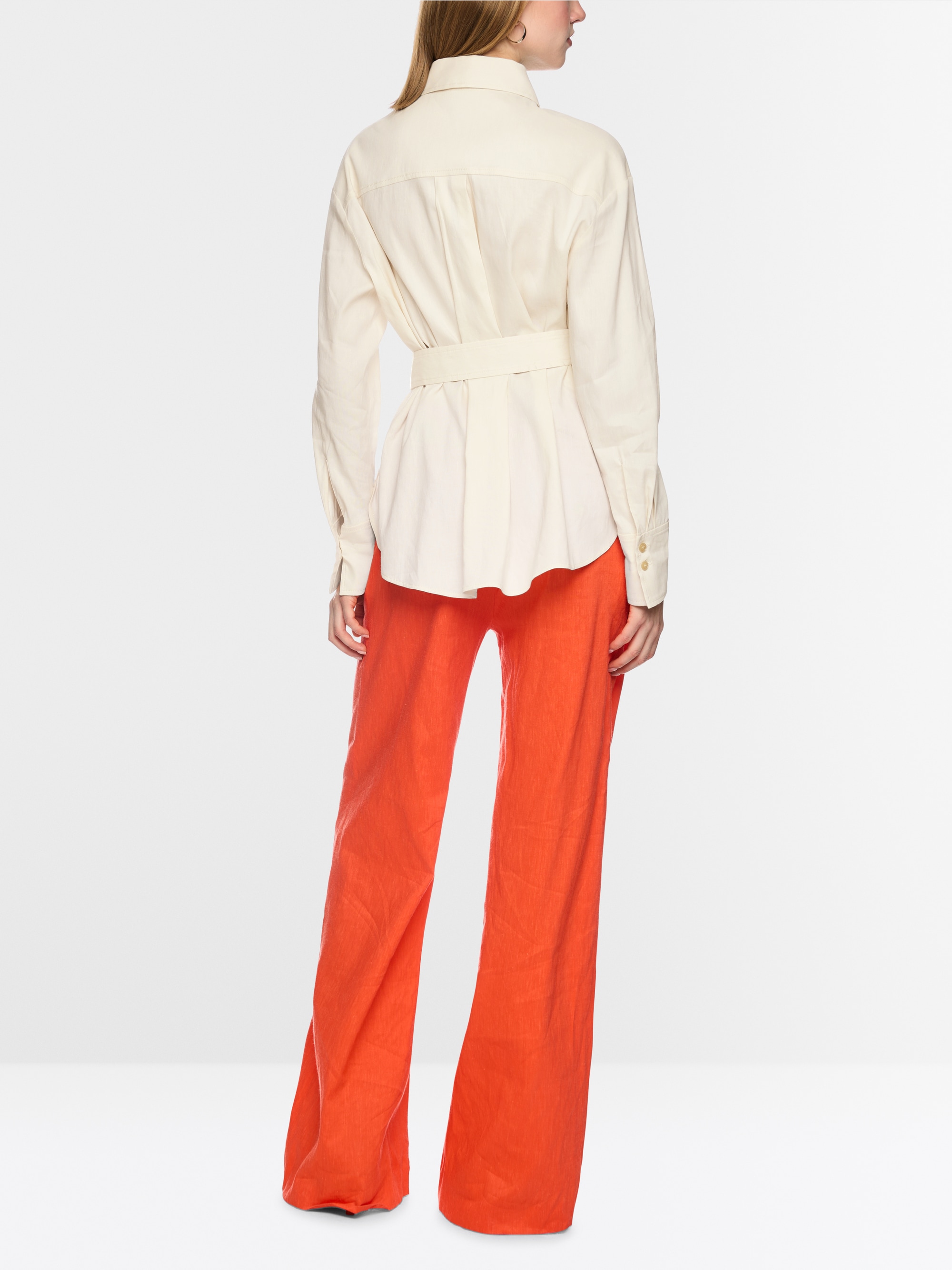 Linen-viscose blend safari blouse