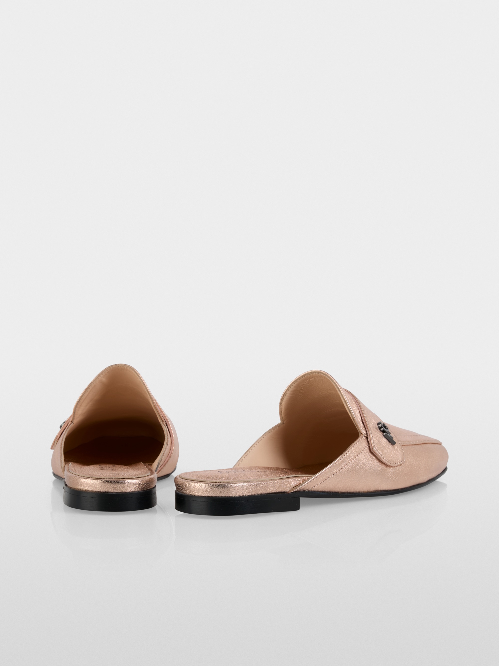 Flat metallic leather loafers