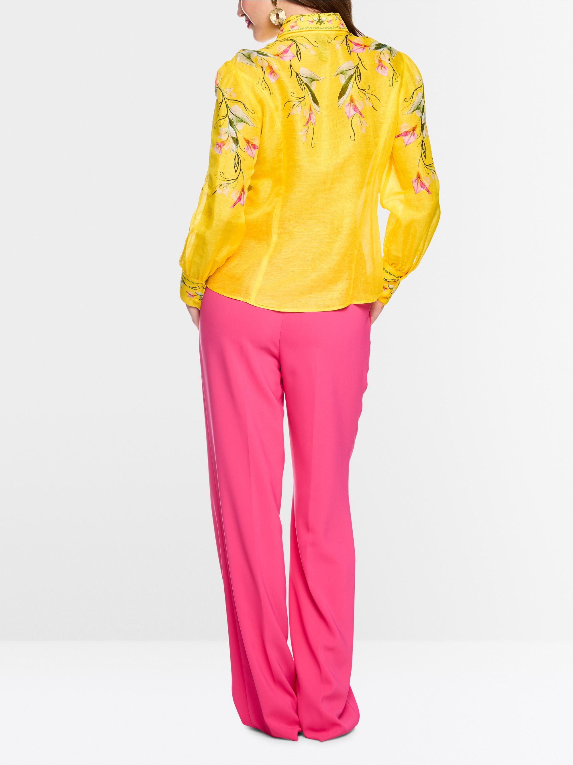 Linen-silk blouse with calla print