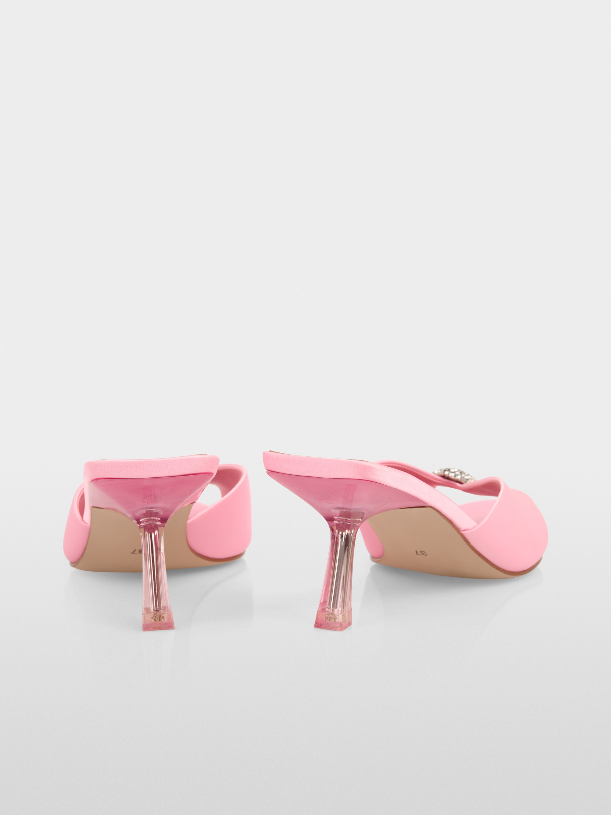 Satin mules with crystals