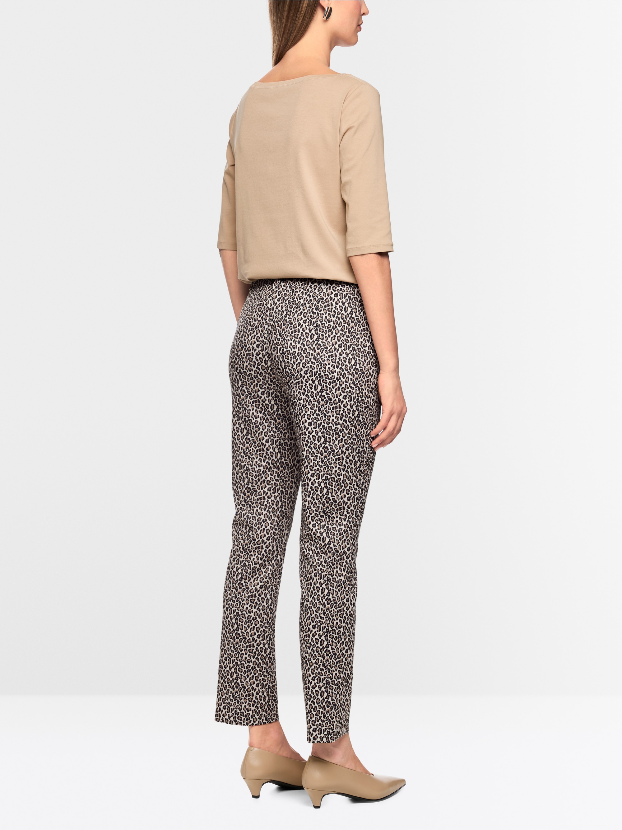 SYDNEY slim fit pants with leopard print