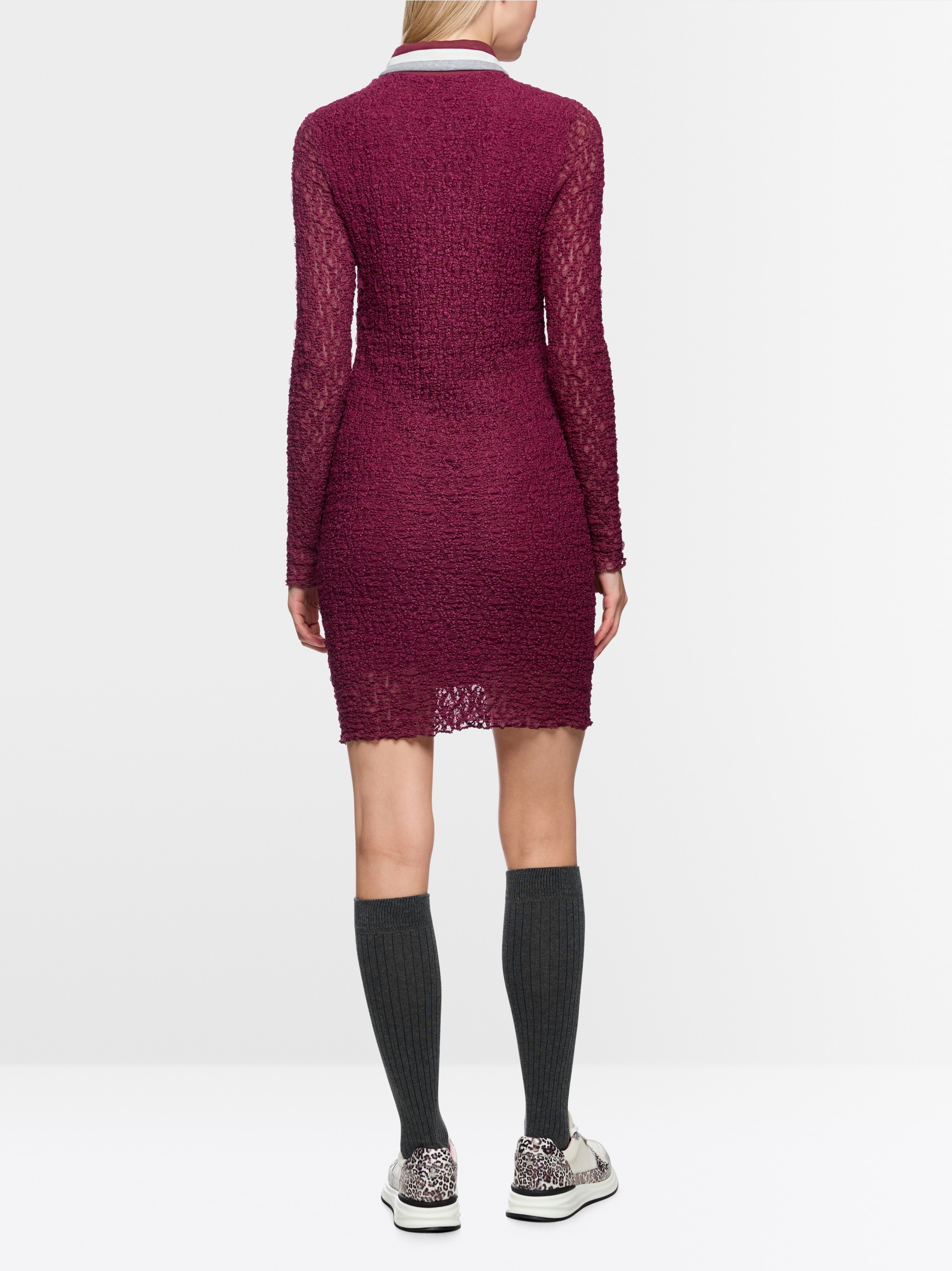 Polo dress with mesh look