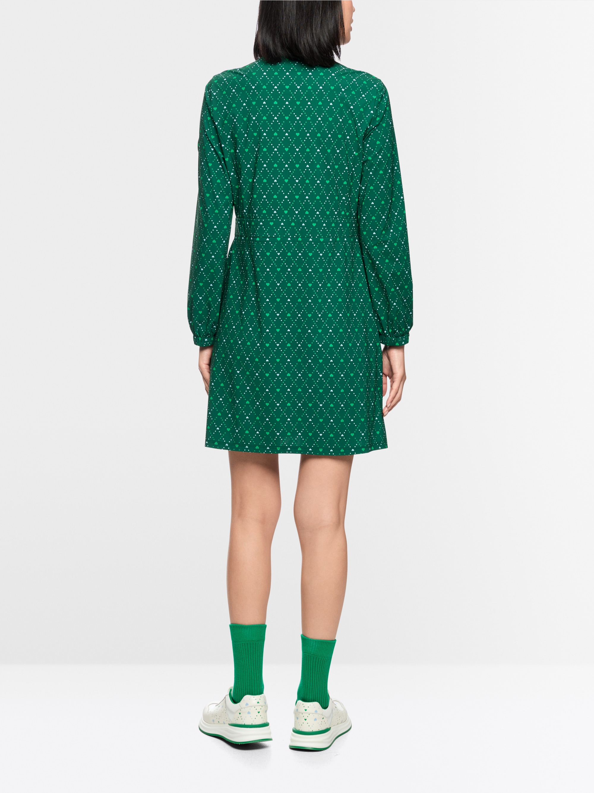 Stretch mini dress with heart print