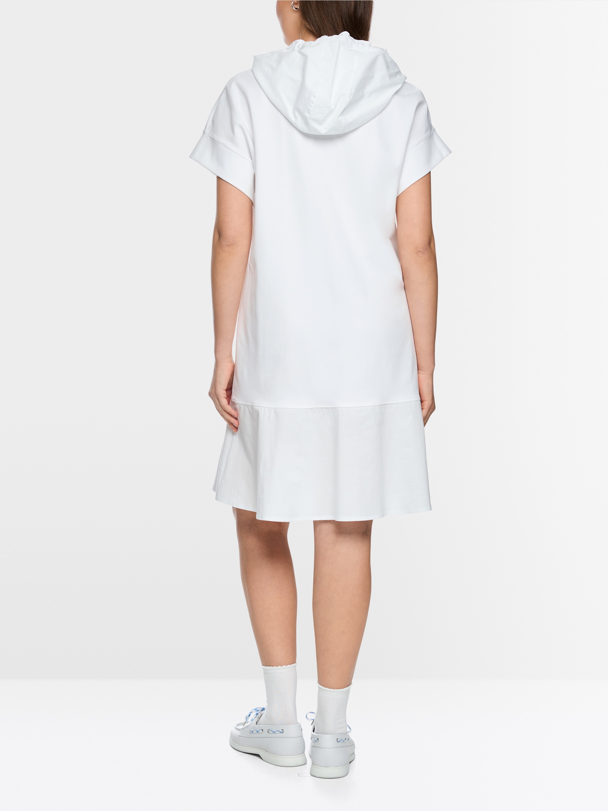 Shirt dress with hood