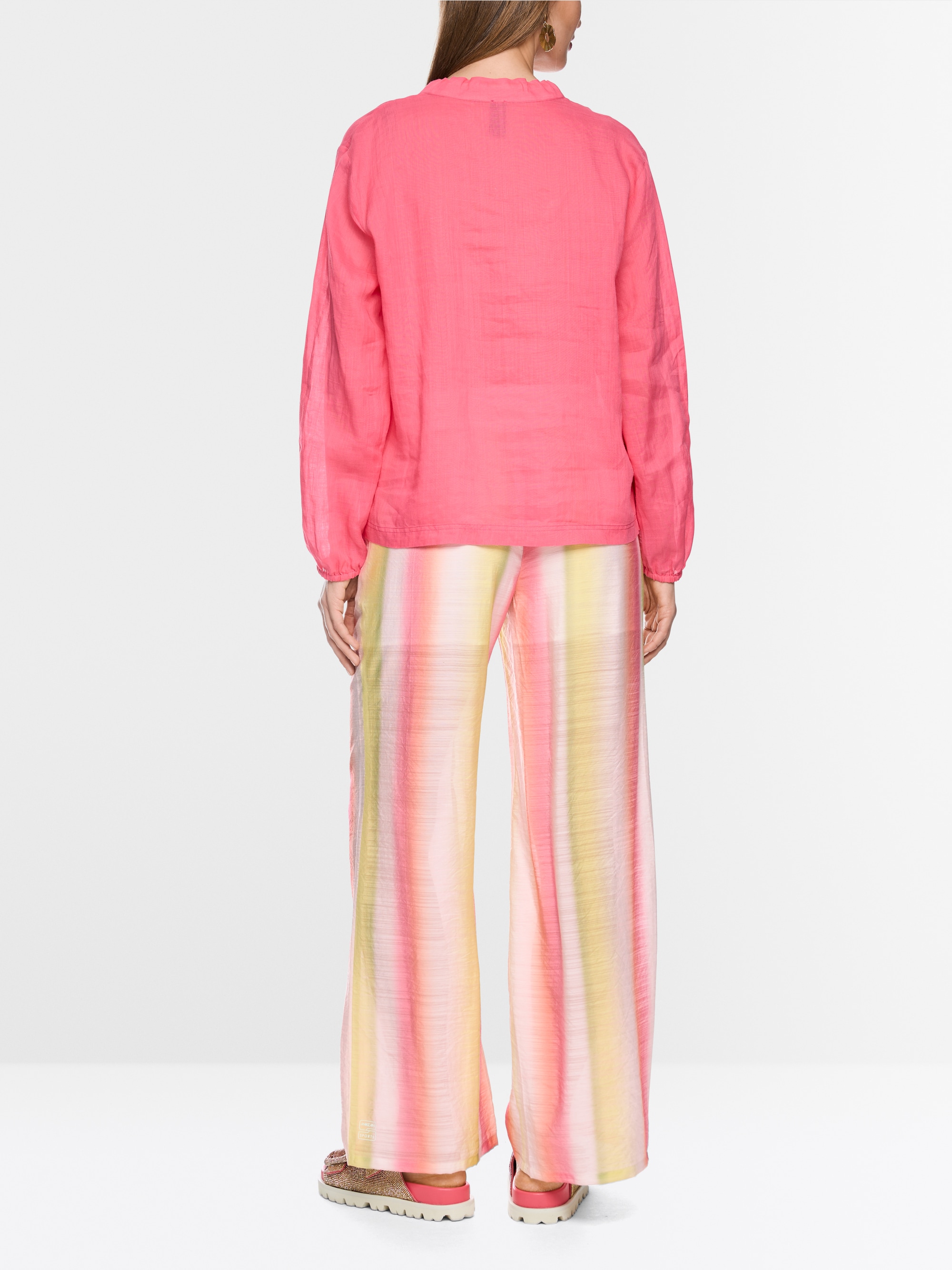 Long-sleeved blouse in ramie