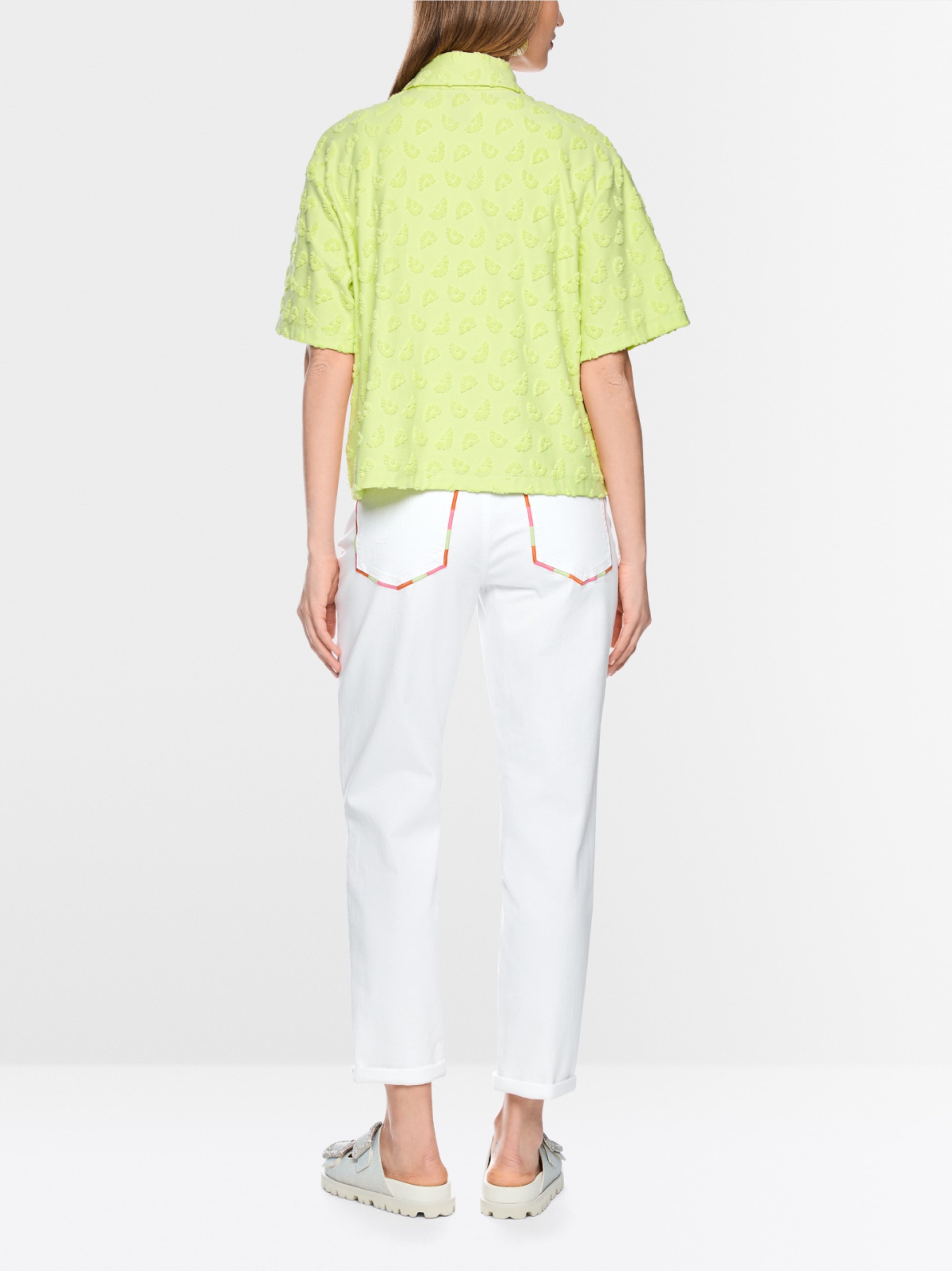 Short-sleeved towelling texture blouse