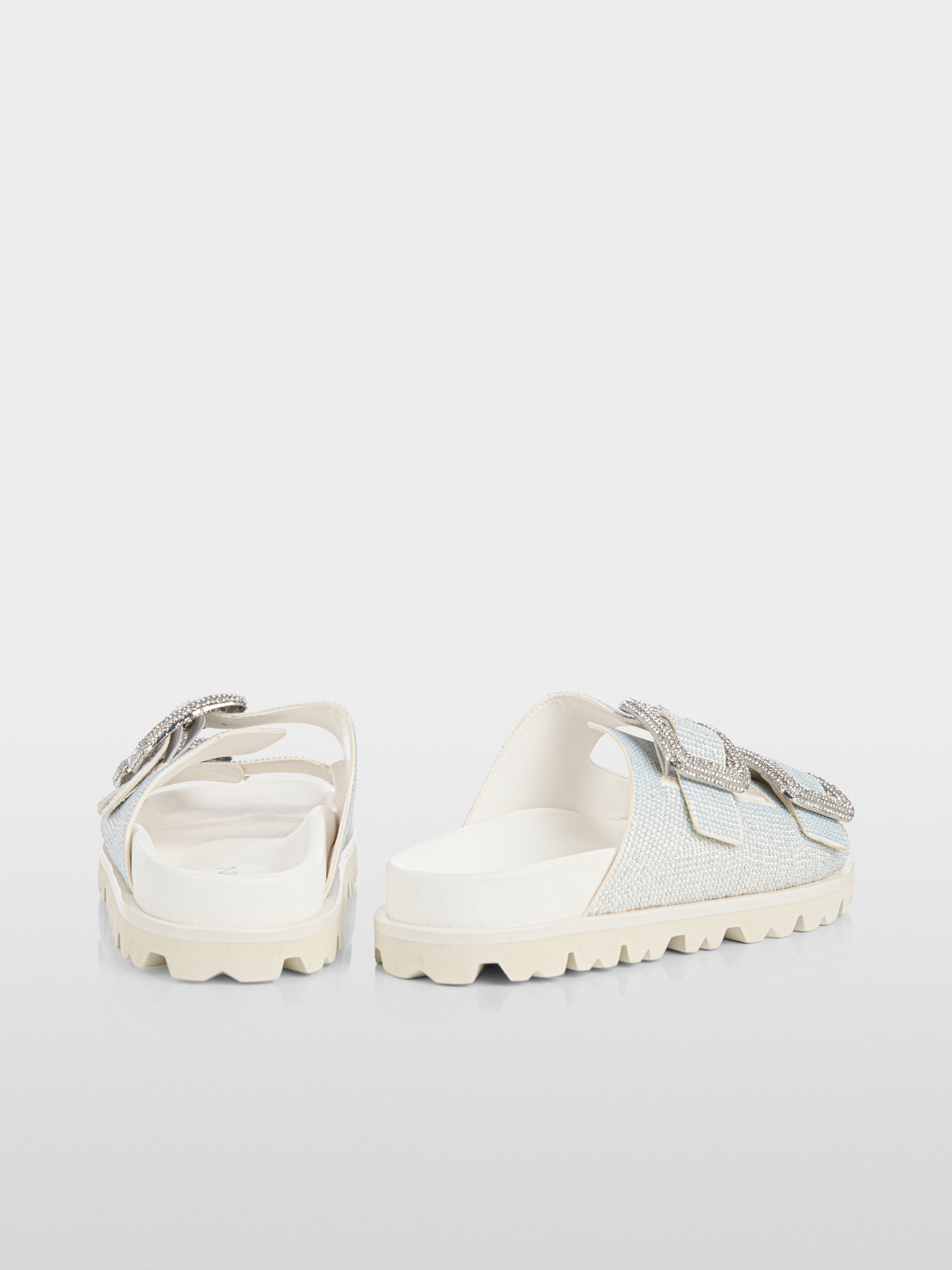 Strappy mules with hotfix stones