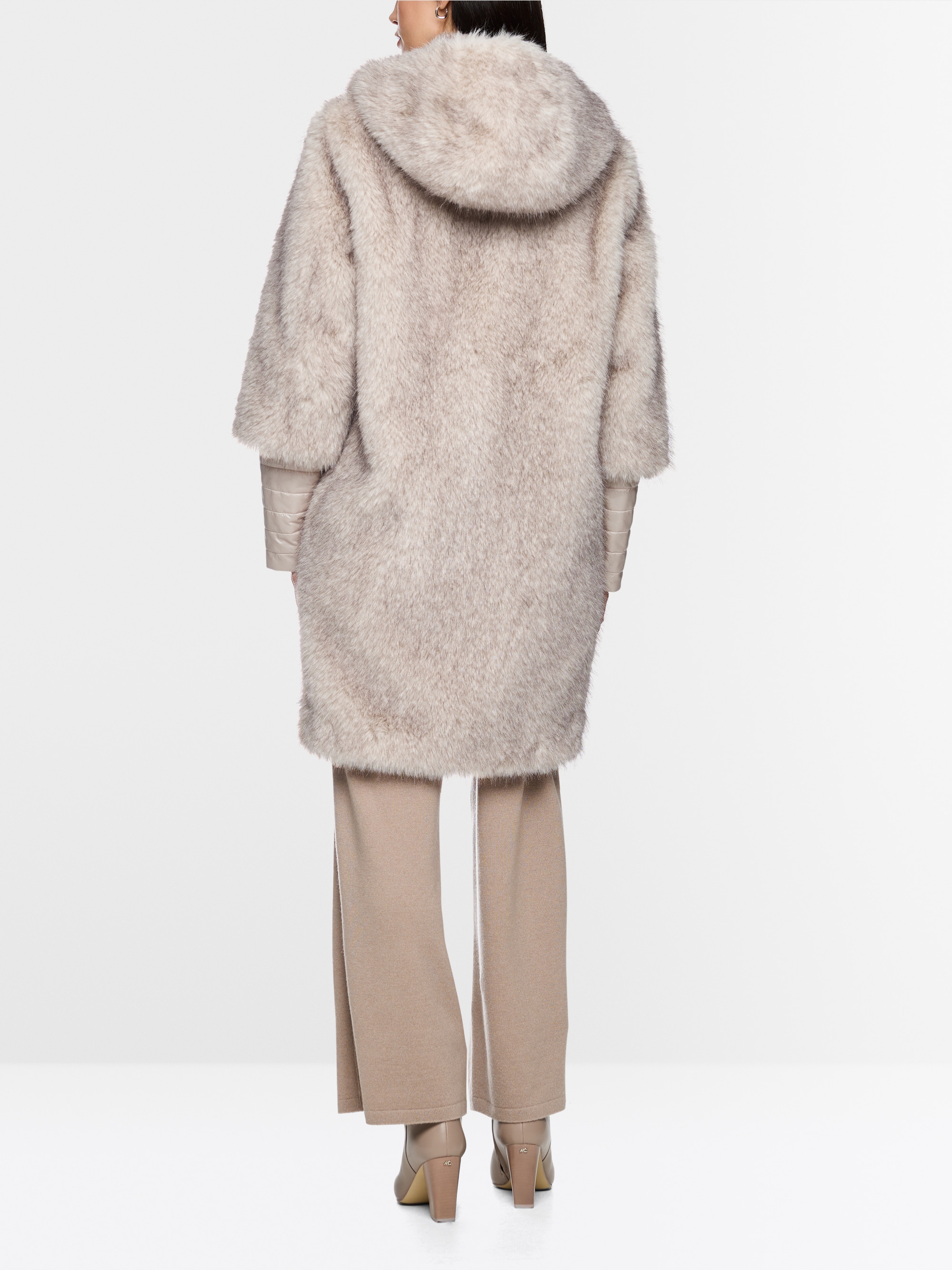 Faux fur coat with hood