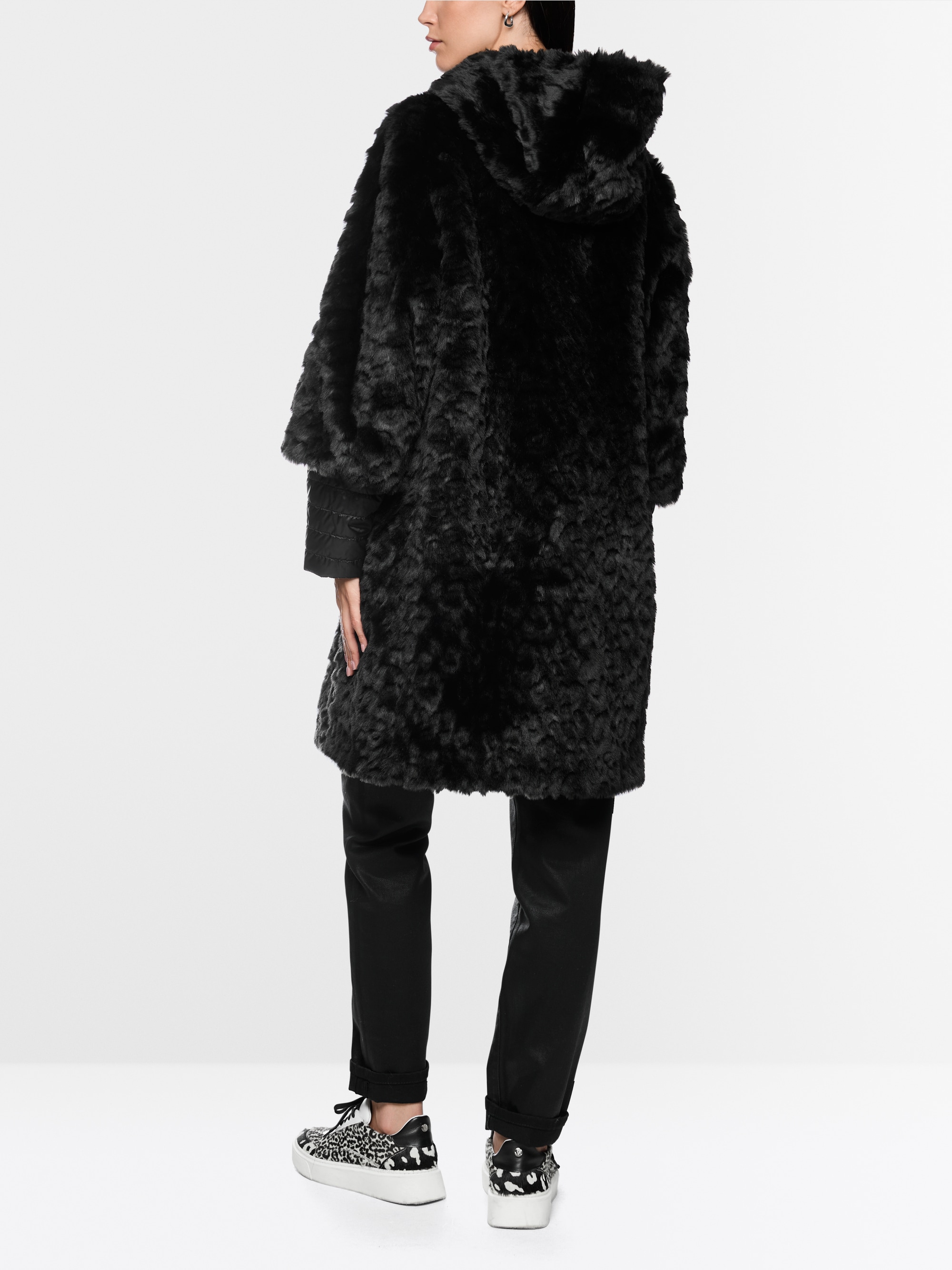 Faux fur hooded coat