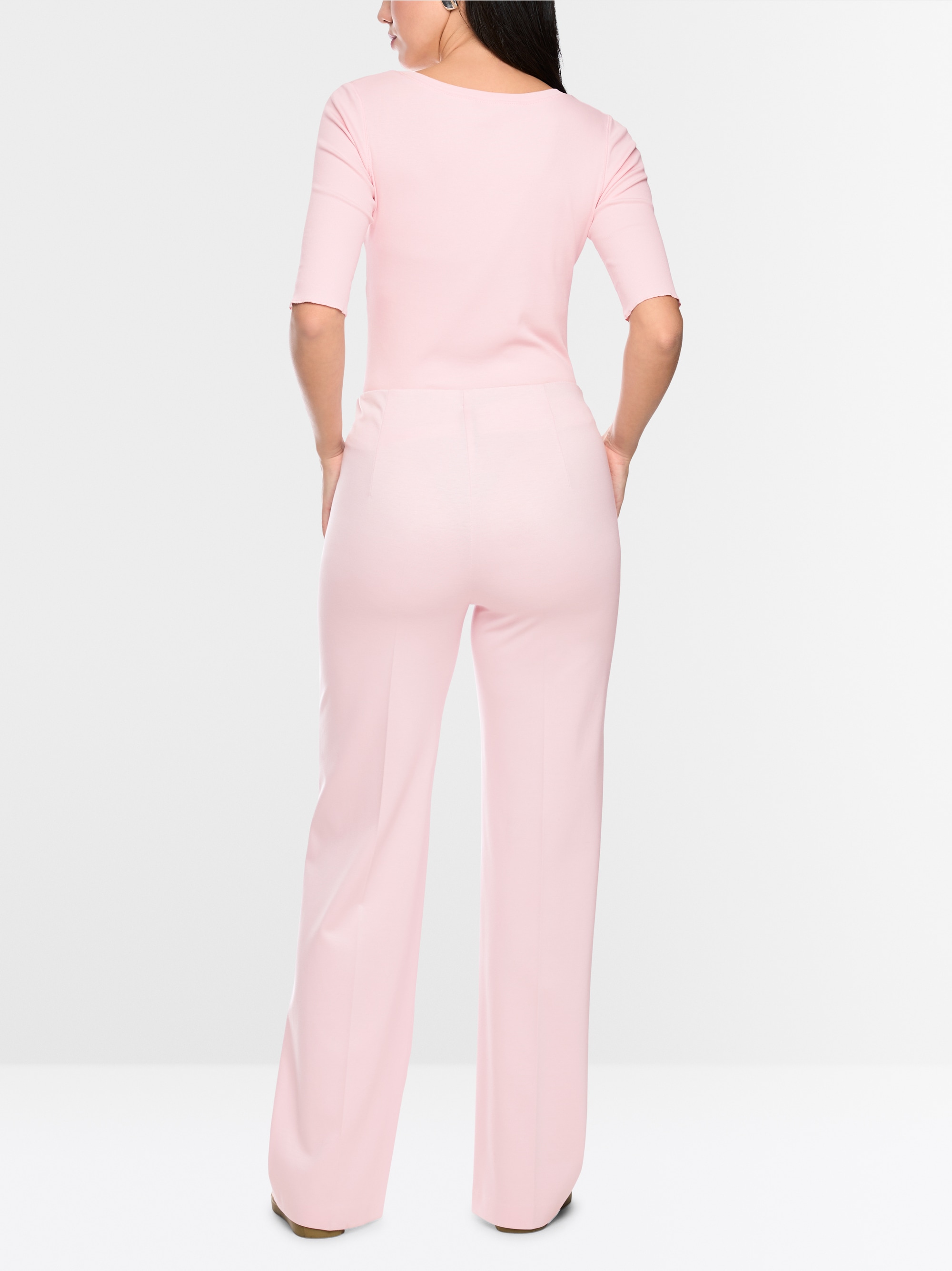 Stretch cotton shirt with half sleeves