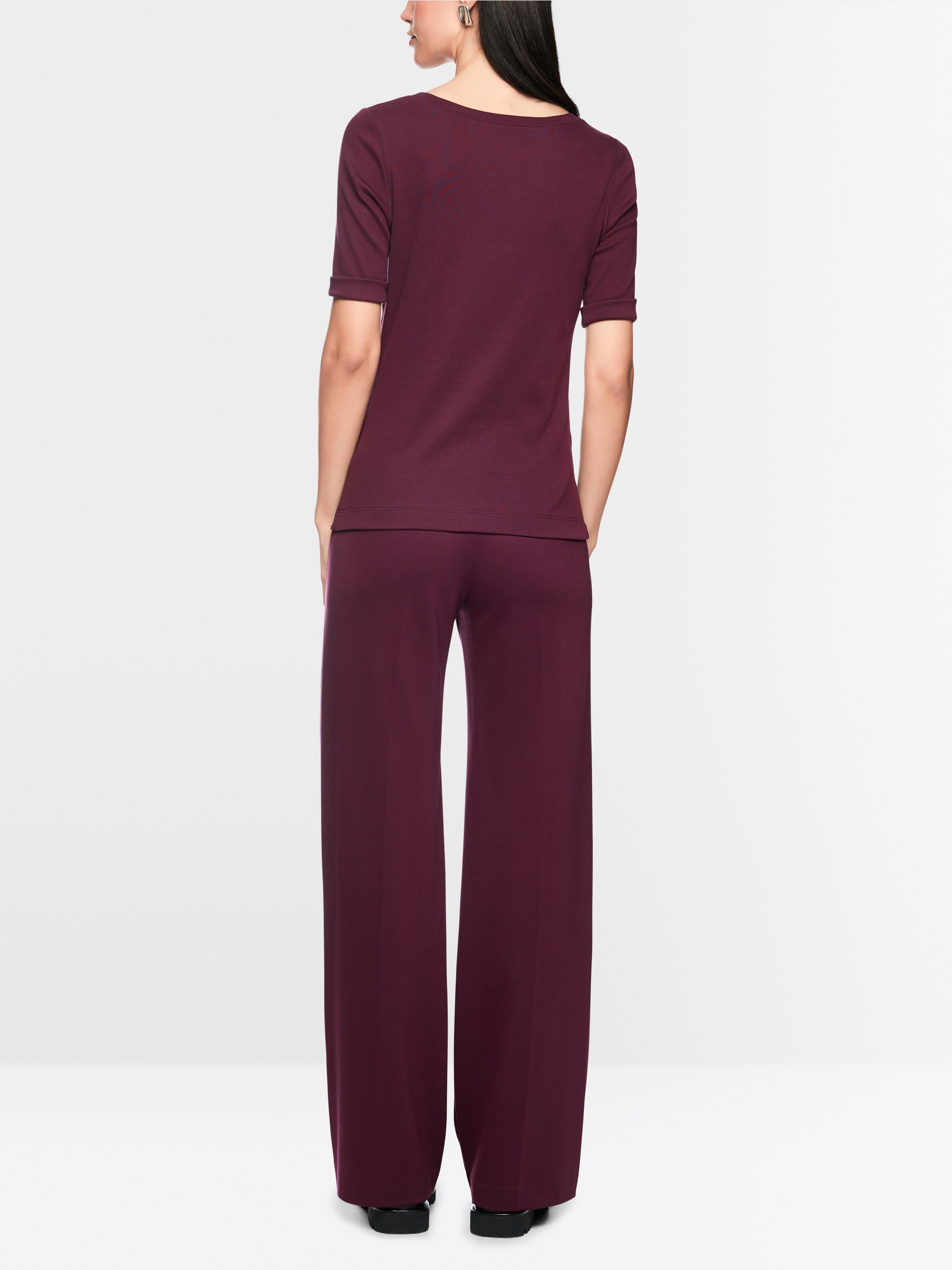 Stretch cotton shirt with half sleeves
