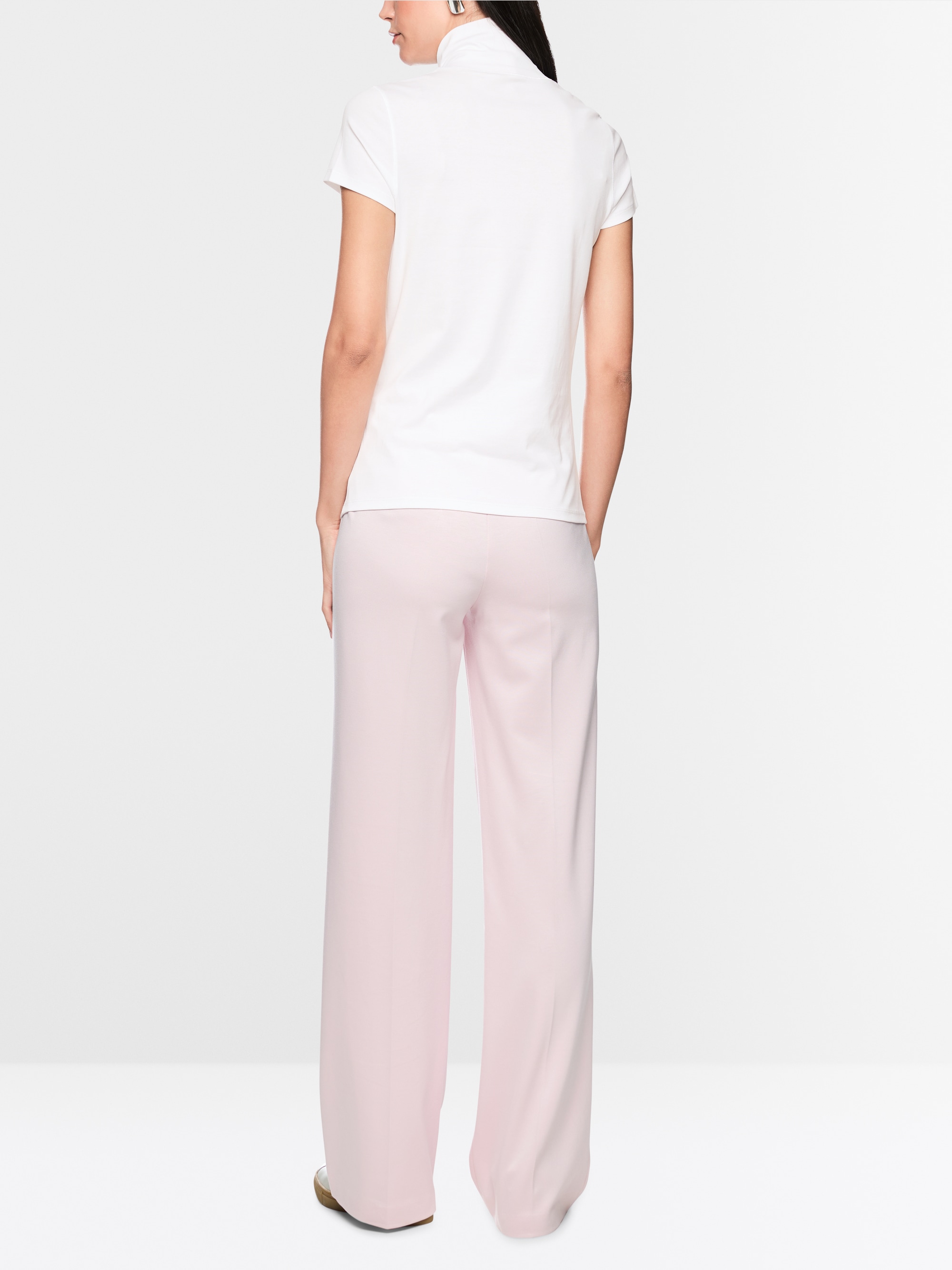 Stretch cotton shirt with raised collar