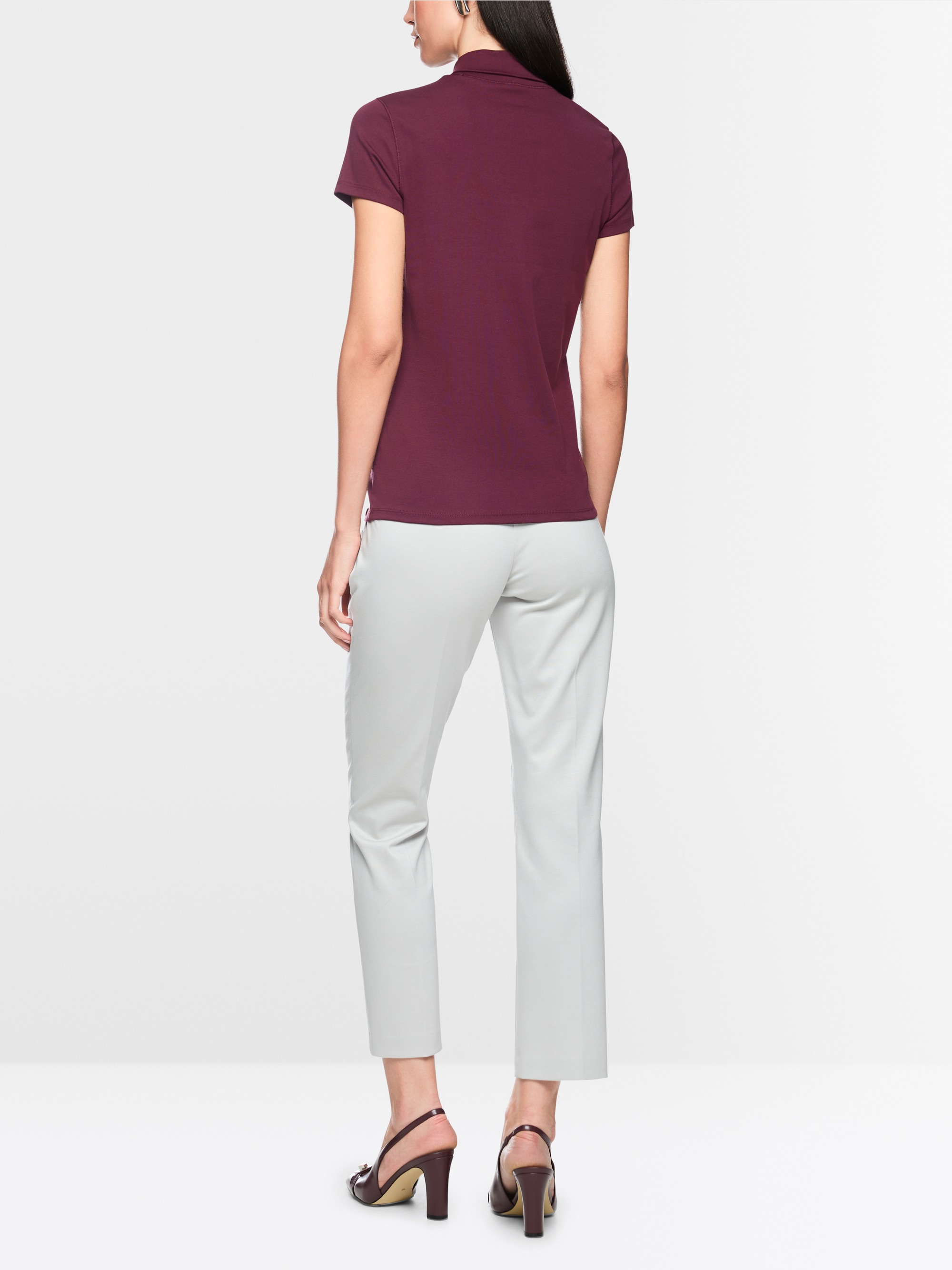 Stretch cotton shirt with raised collar