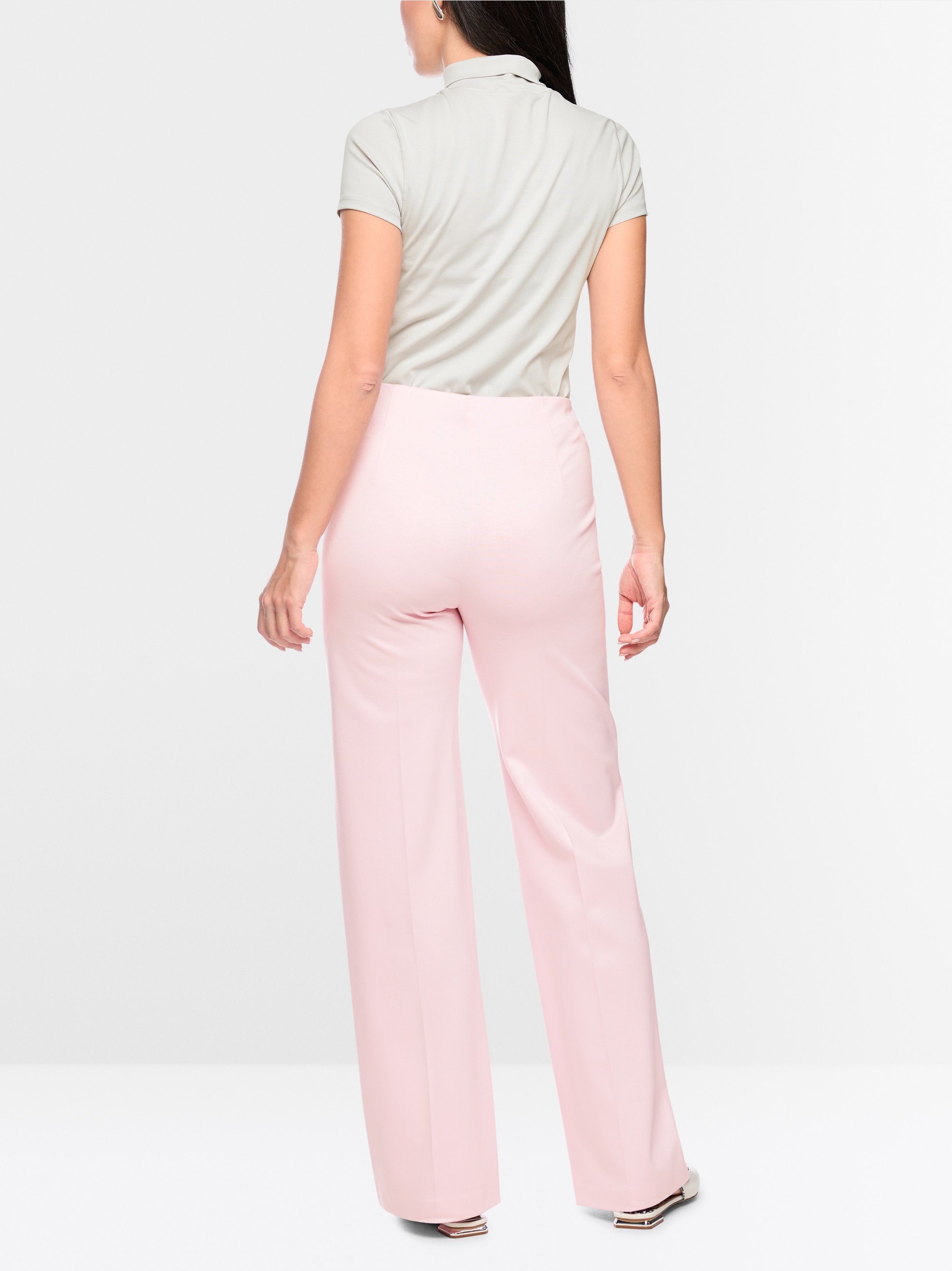 Stretch cotton shirt with raised collar
