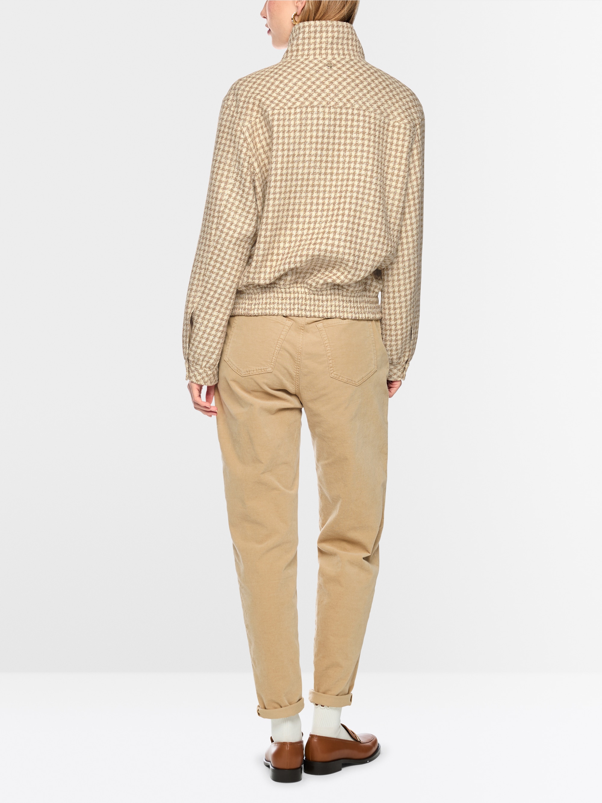 Blouson jacket with houndstooth