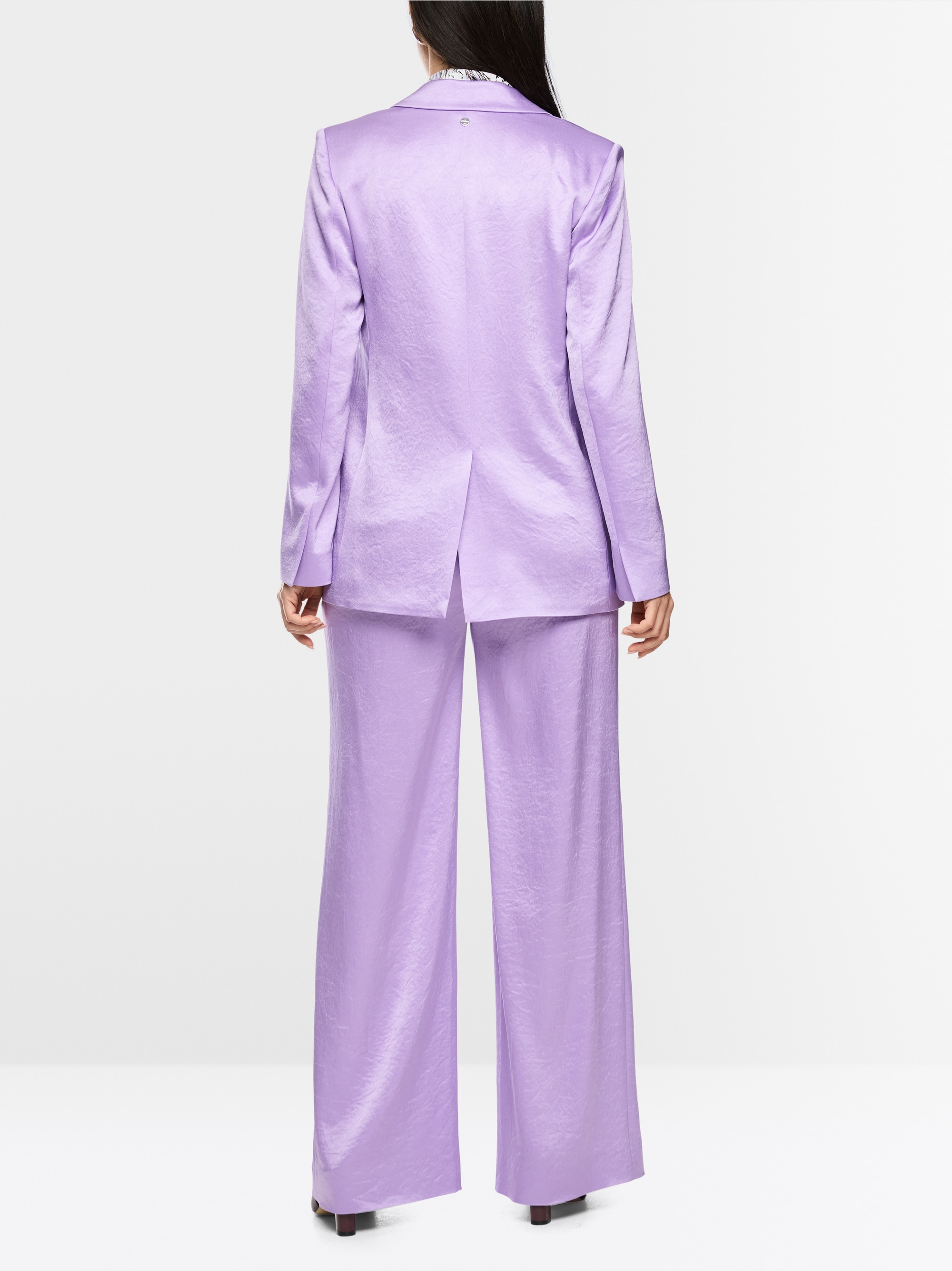 Satin blazer with silver button
