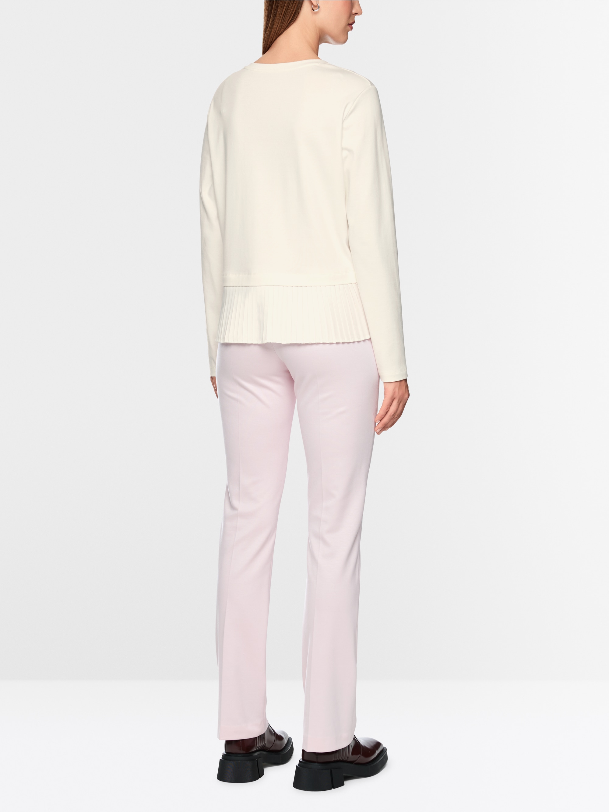 Shirt with pleated flounce detail