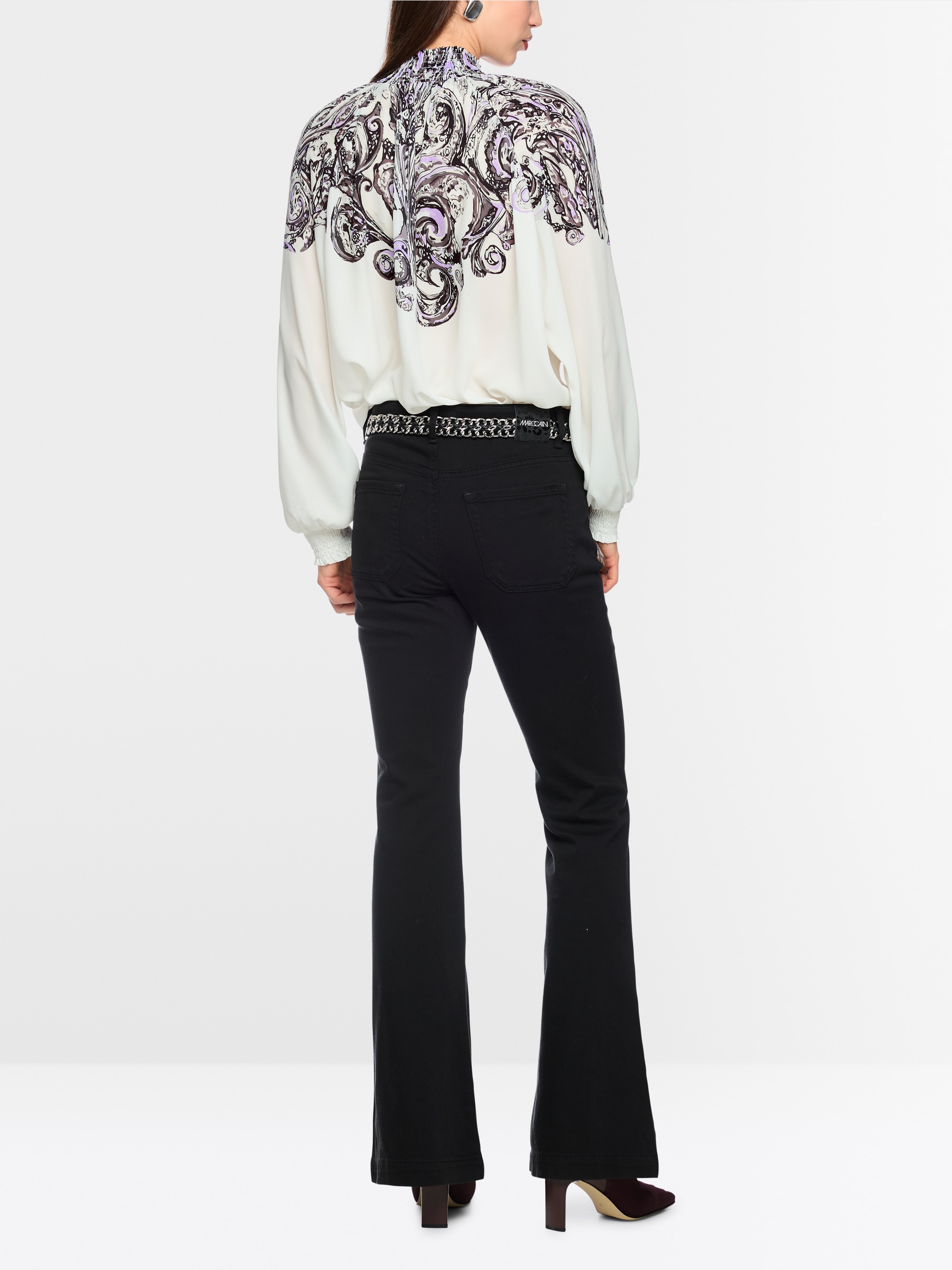 High-necked blouse with print