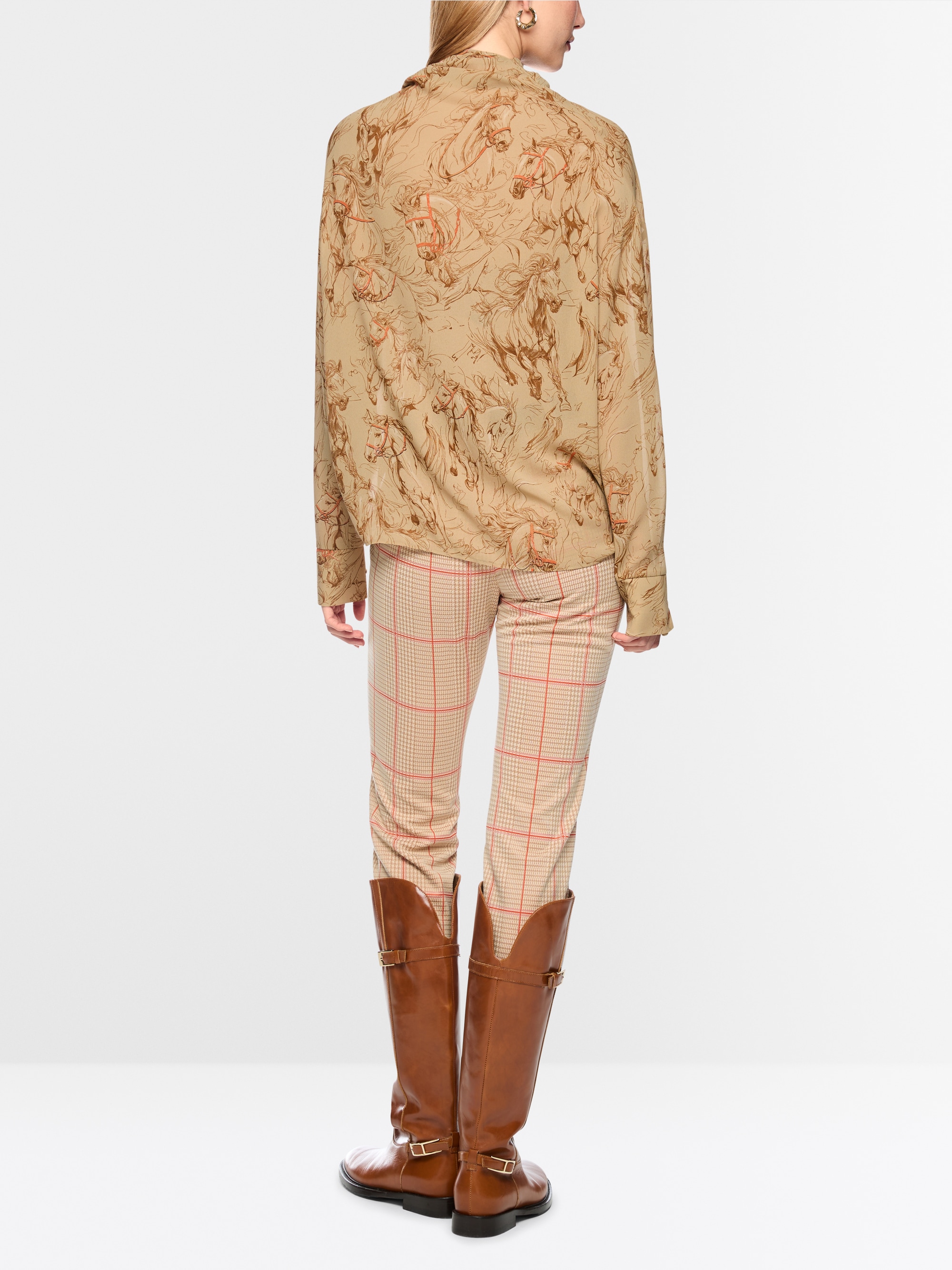 Bow blouse with horse print