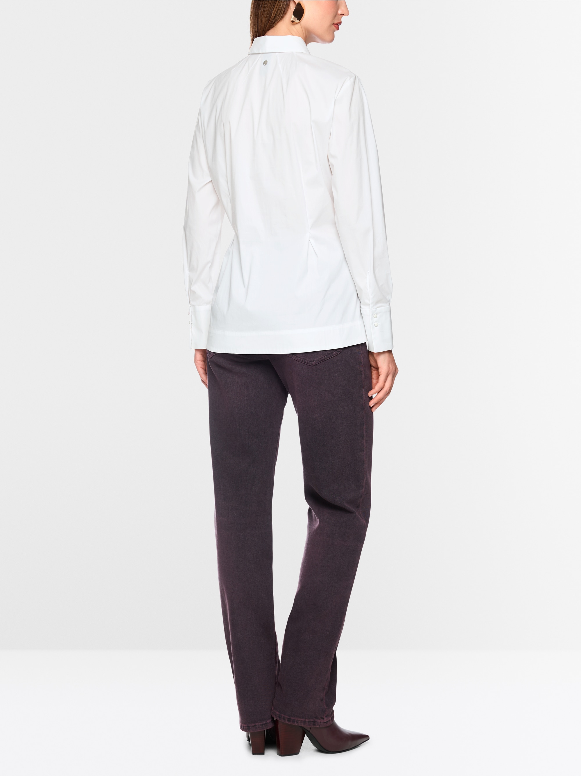 Stretch cotton blouse with seam details