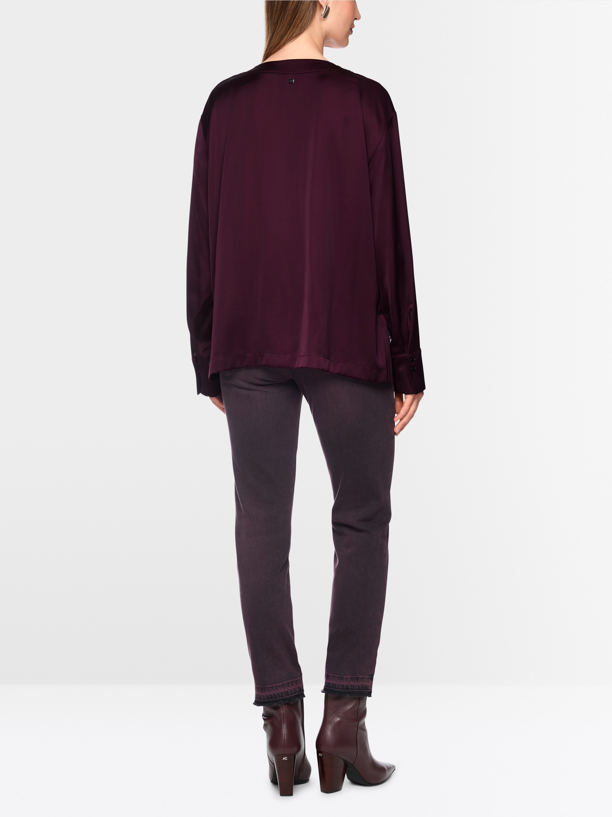 V-neck blouse in satin-effect finish