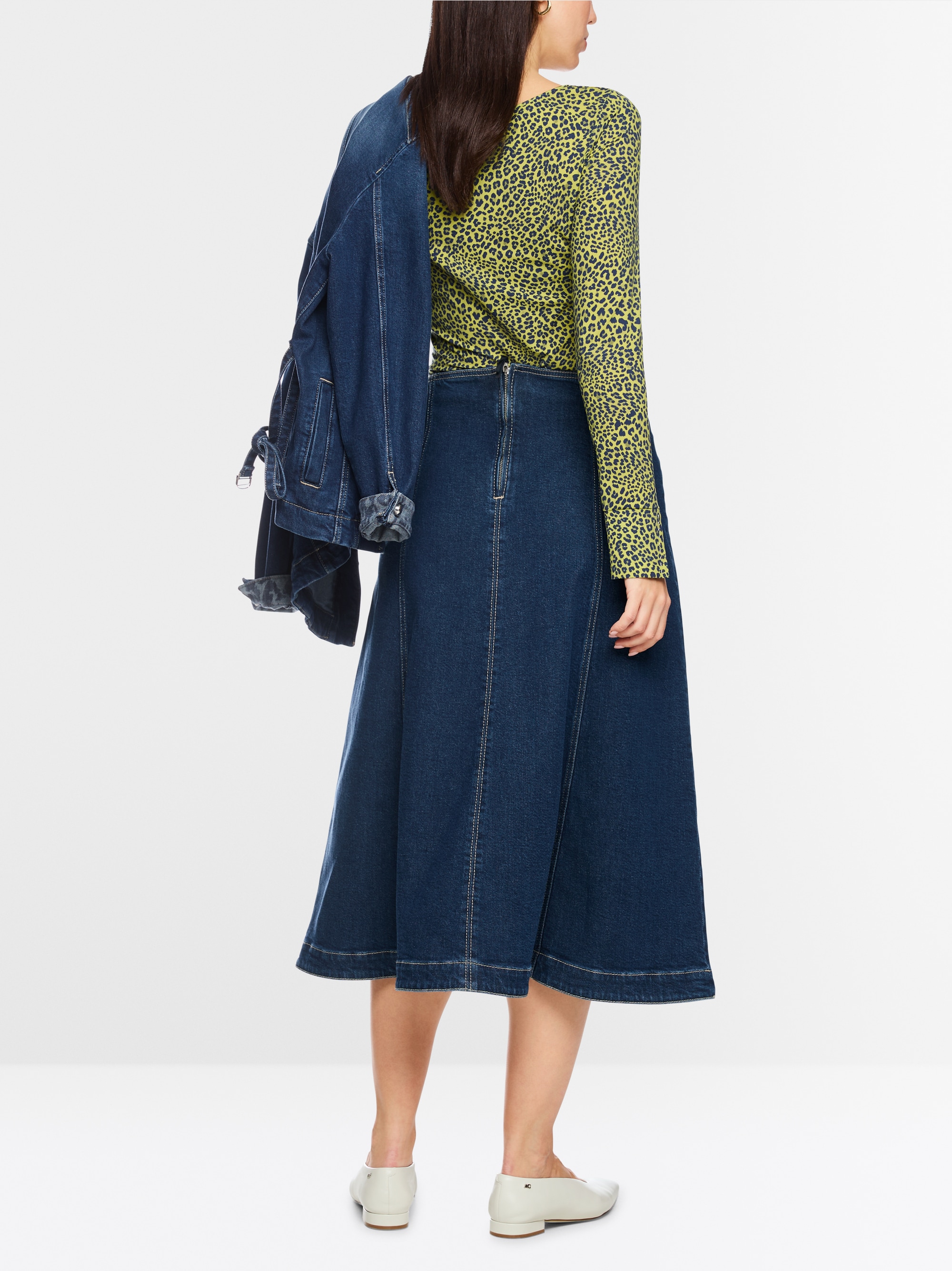 Denim skirt with pleated details