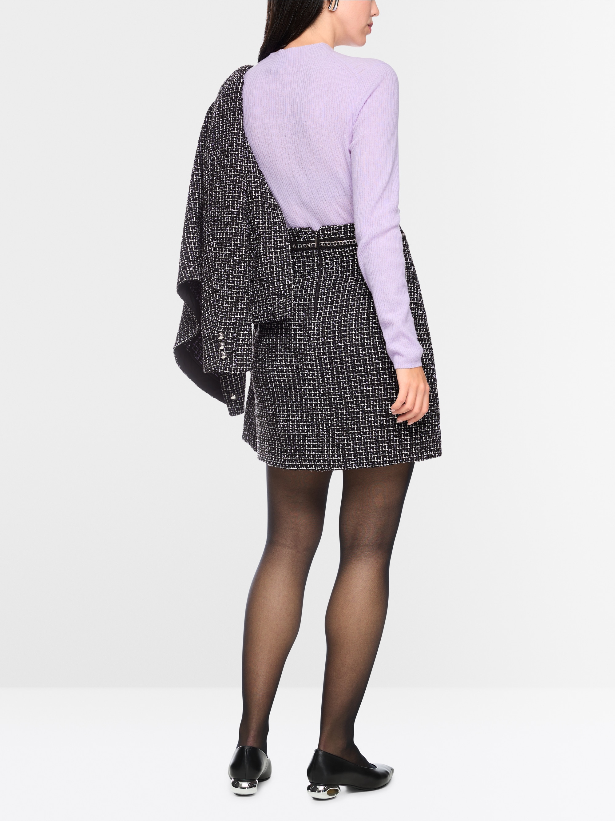 Tweed skirt with chain detail