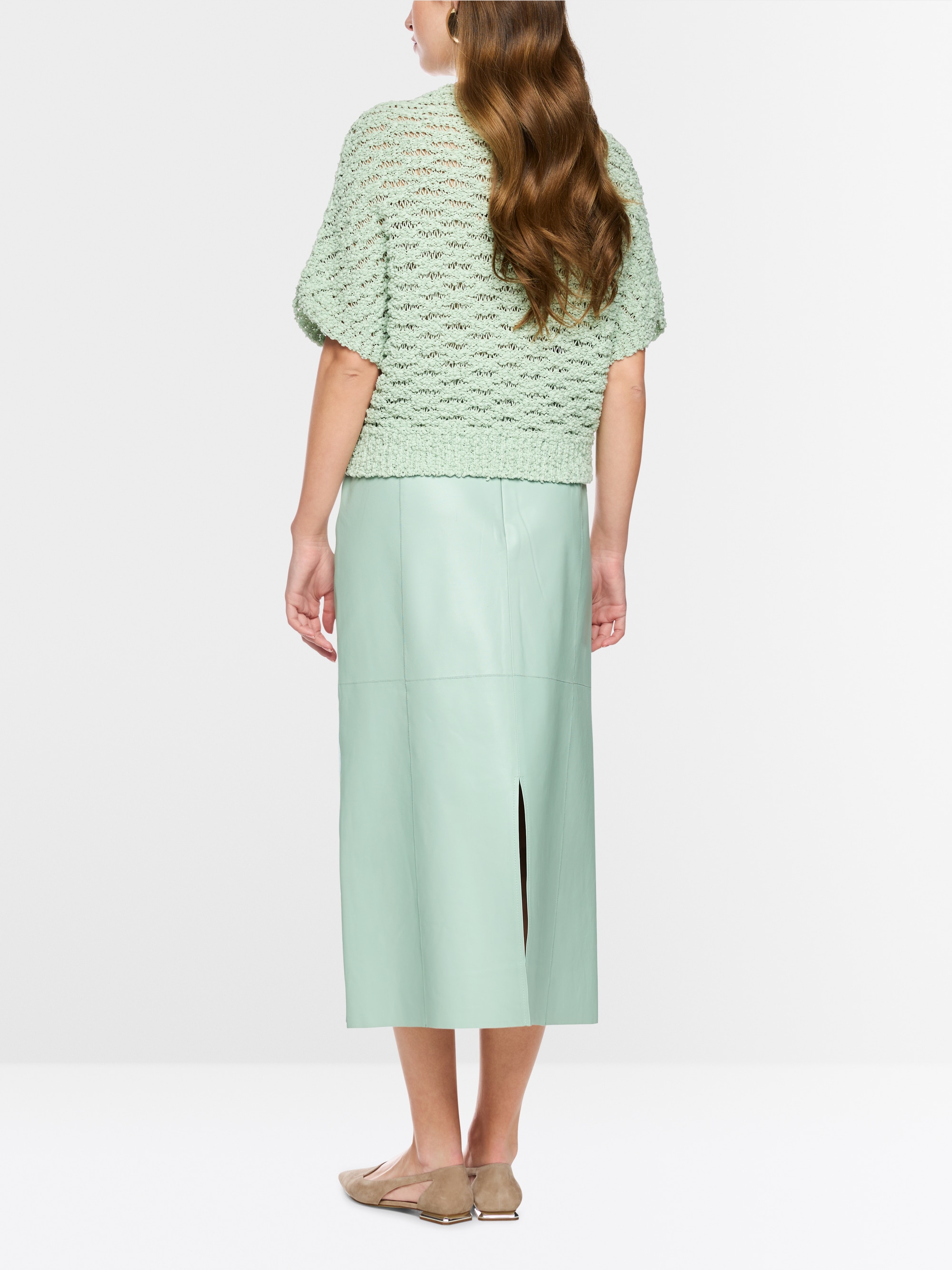 Fine nappa leather maxi skirt