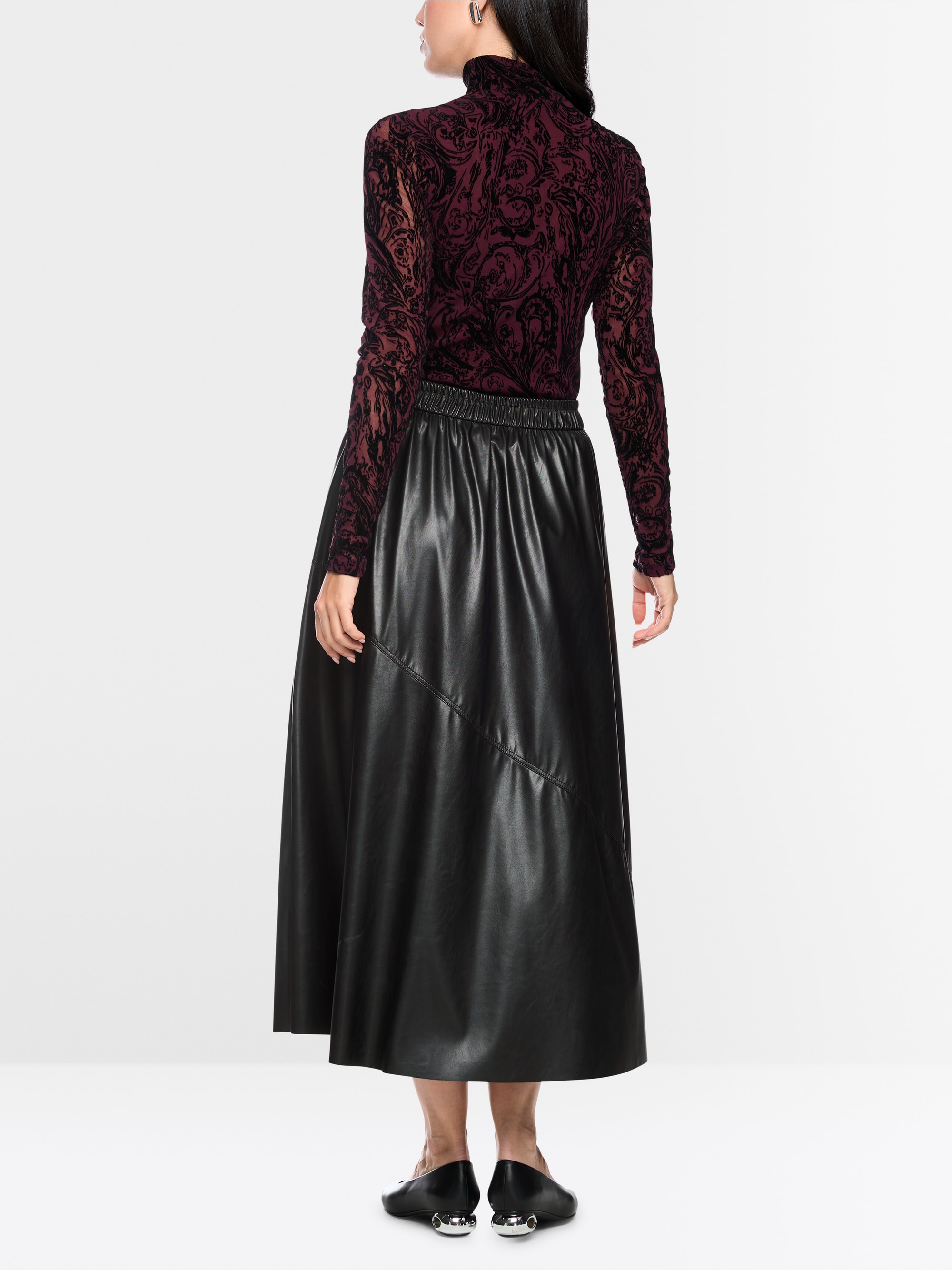 Leather-look midi skirt