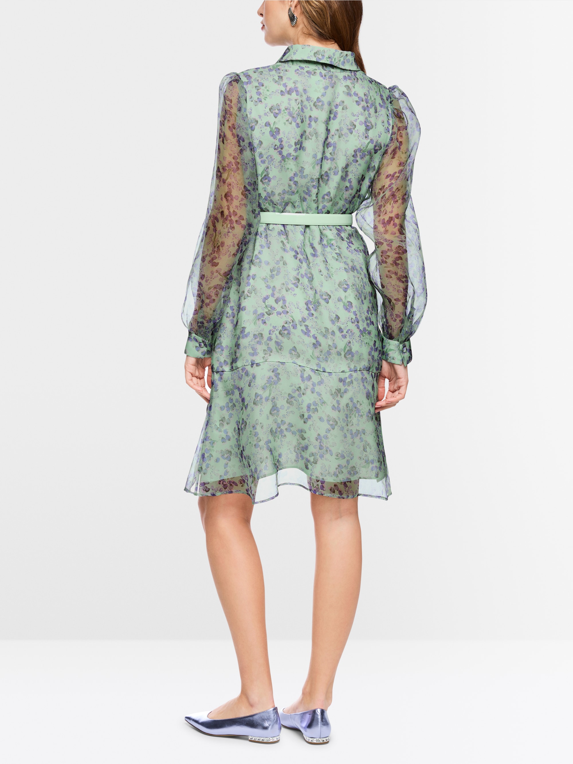 Airy silk dress with flounce