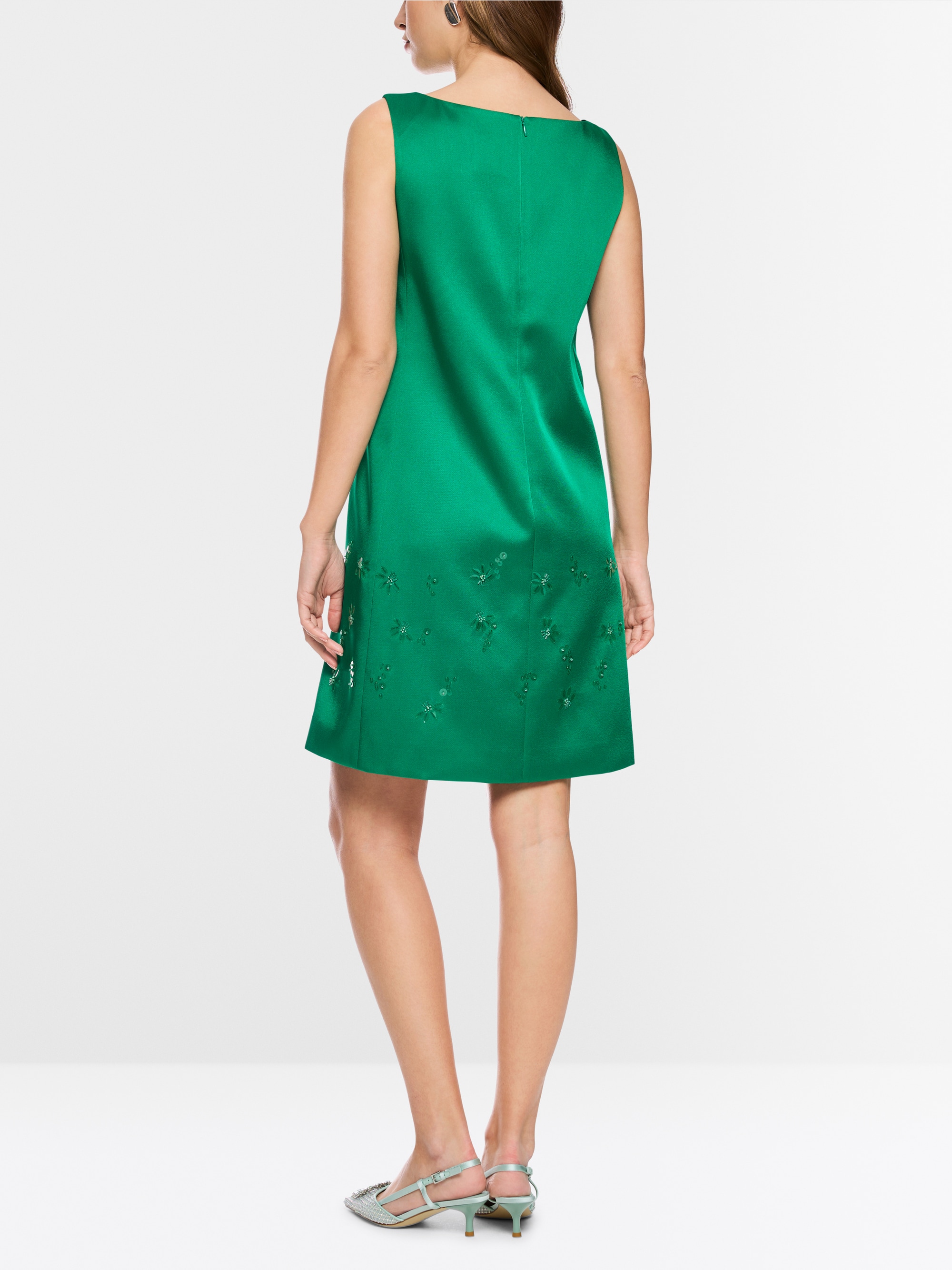 Satin dress with sequin trim