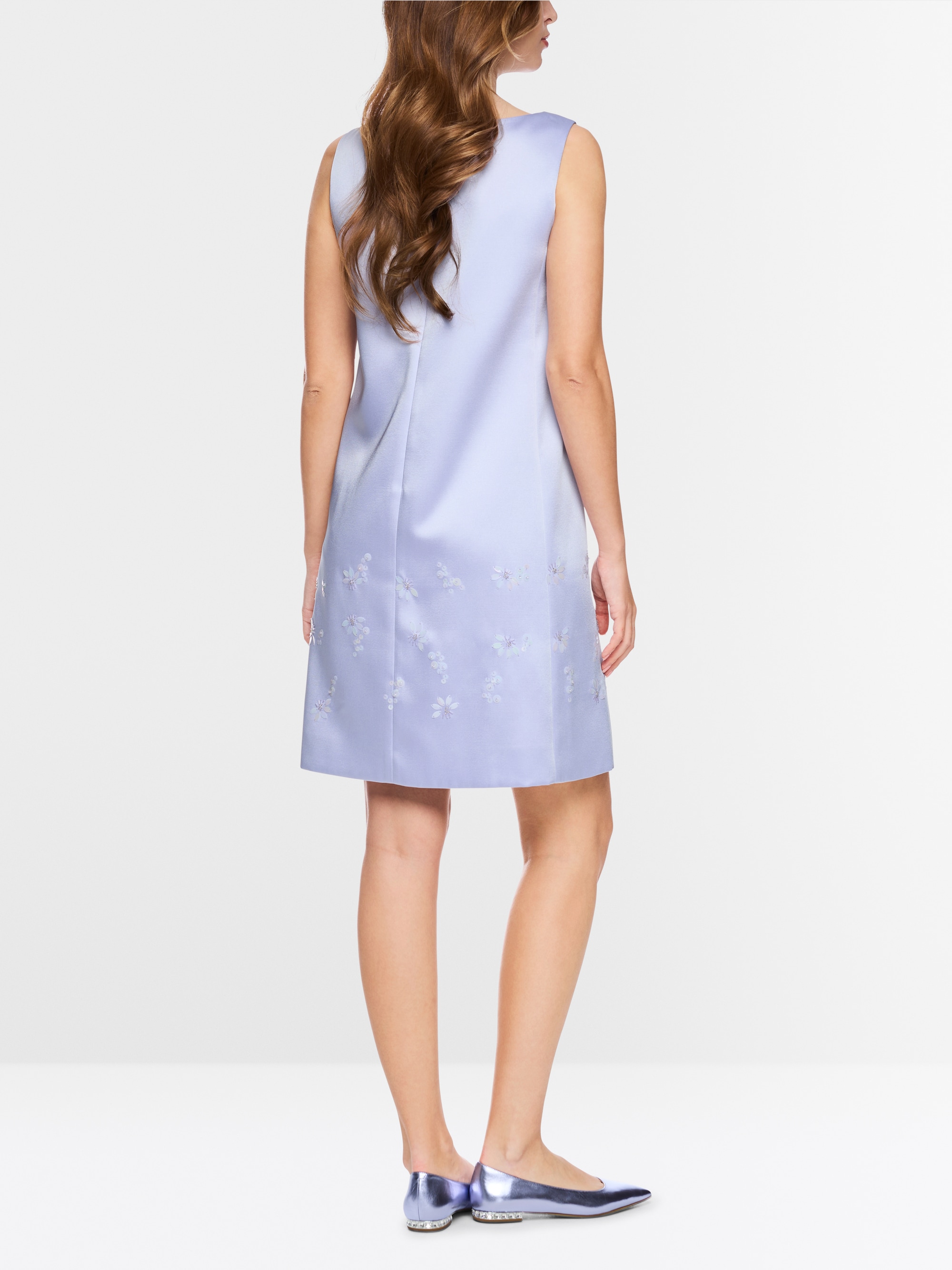 Satin dress with sequin trim