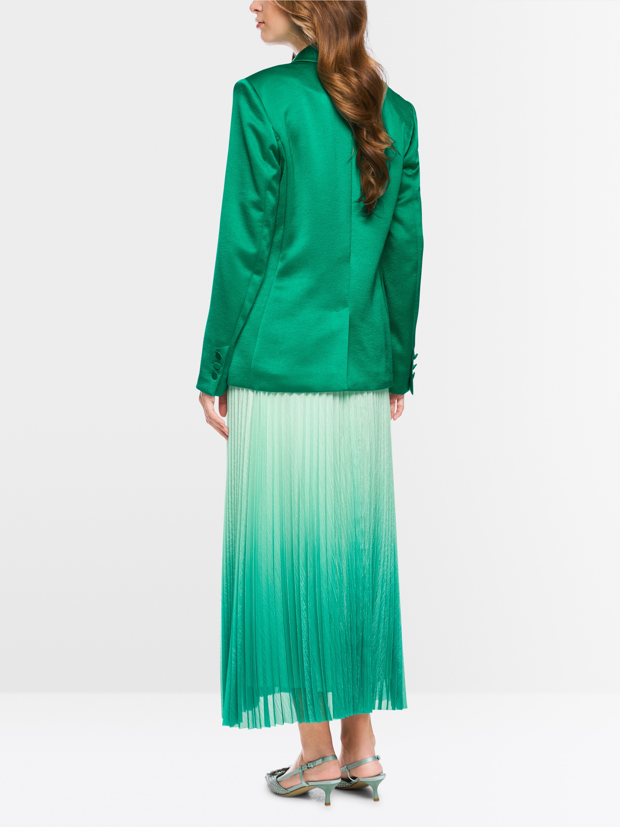 Satin blazer with fabric buttons