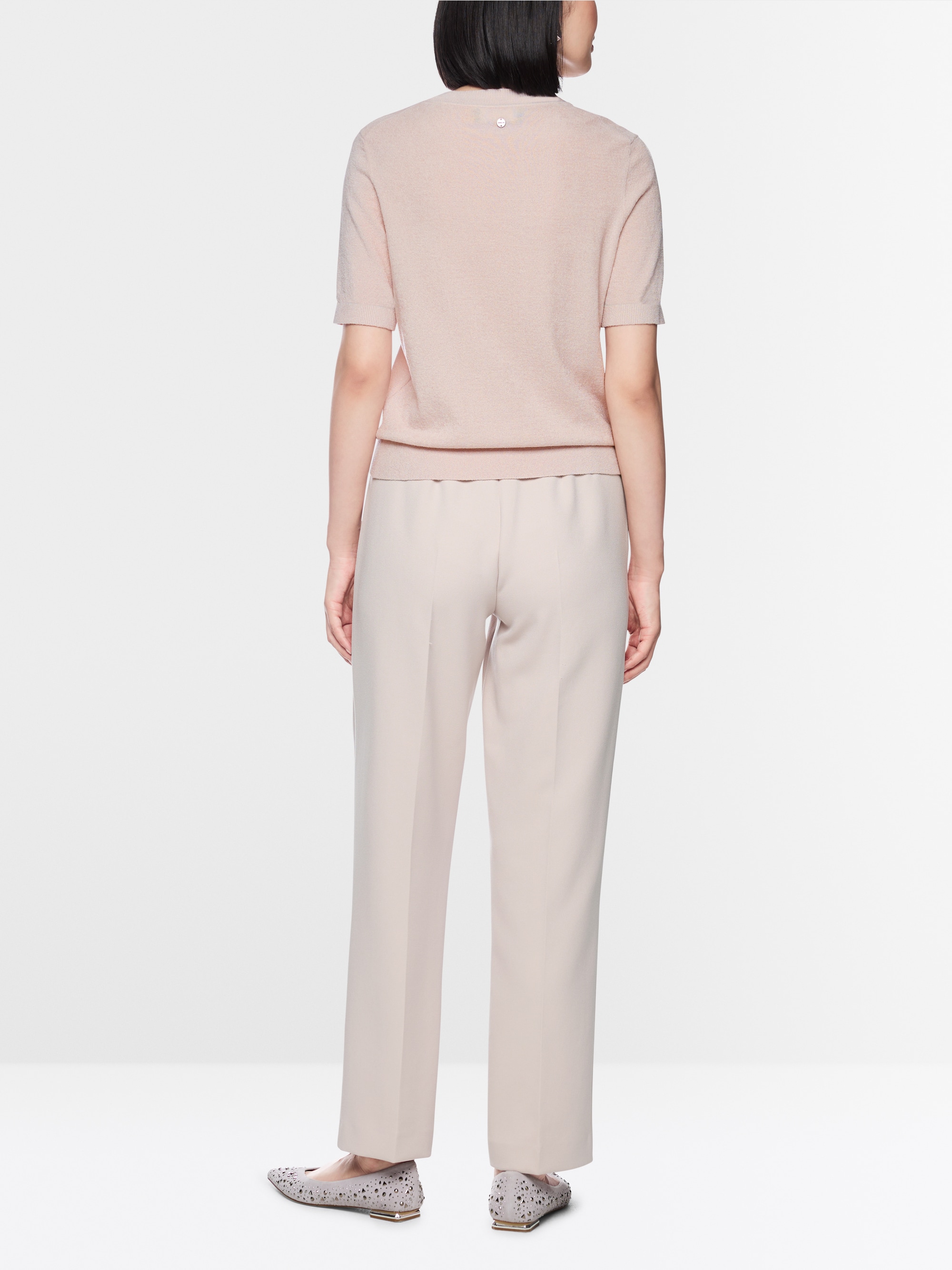 Short-sleeved round neck jumper