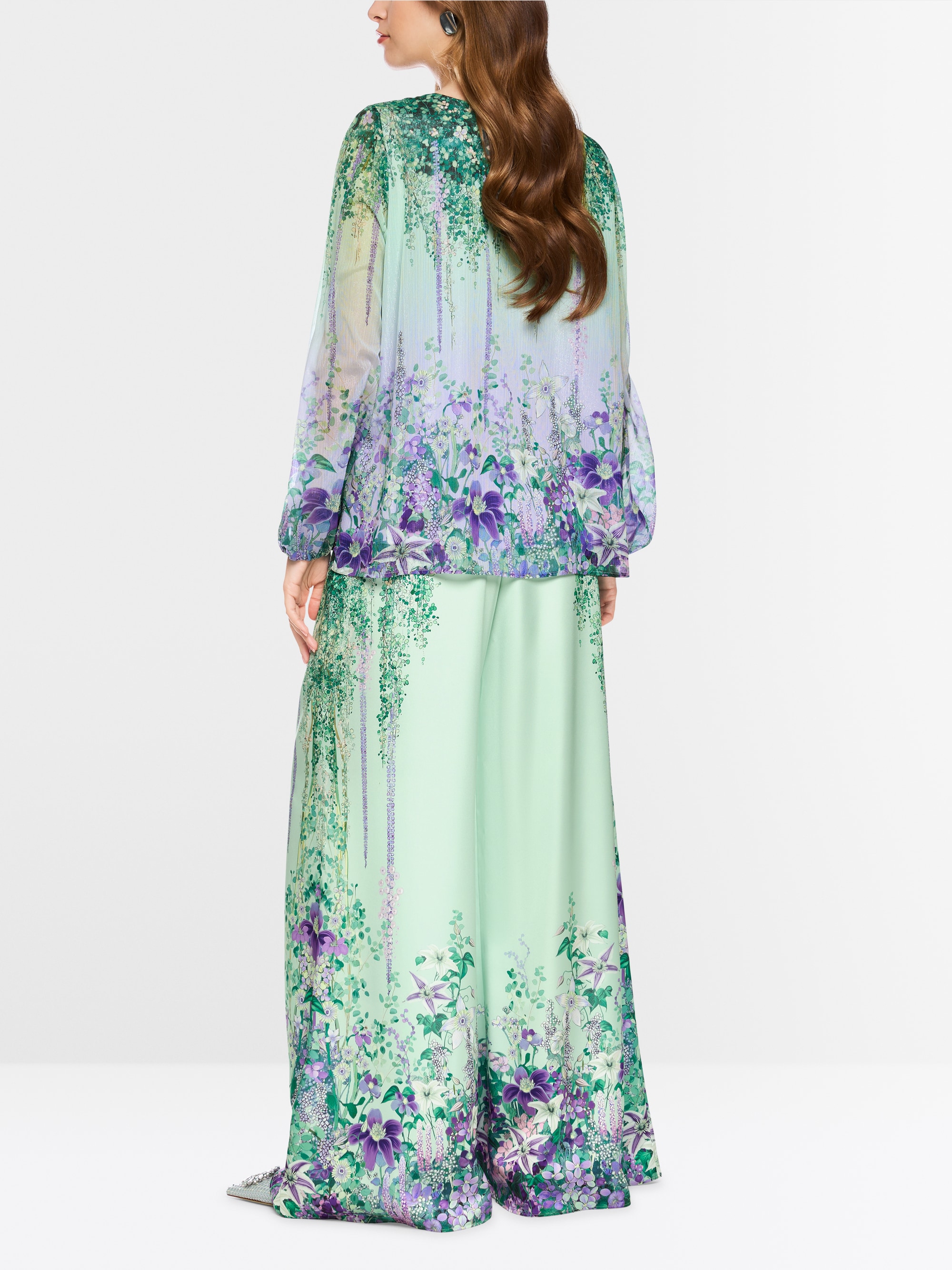 Tunic blouse with elasticated cuffs