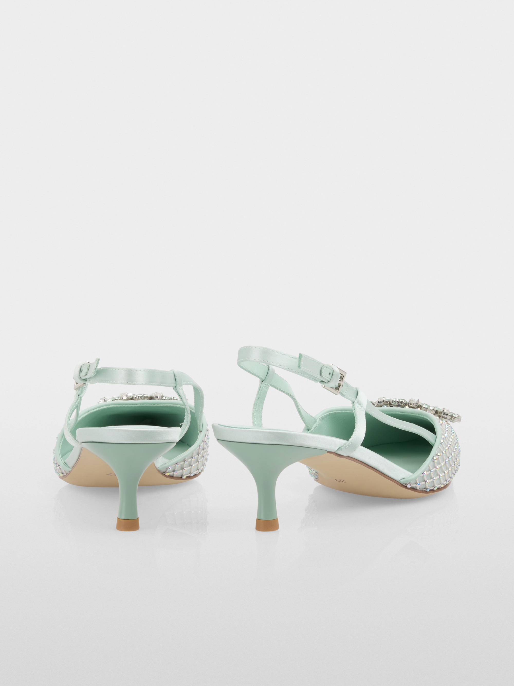 Slingback pumps with crystal mesh