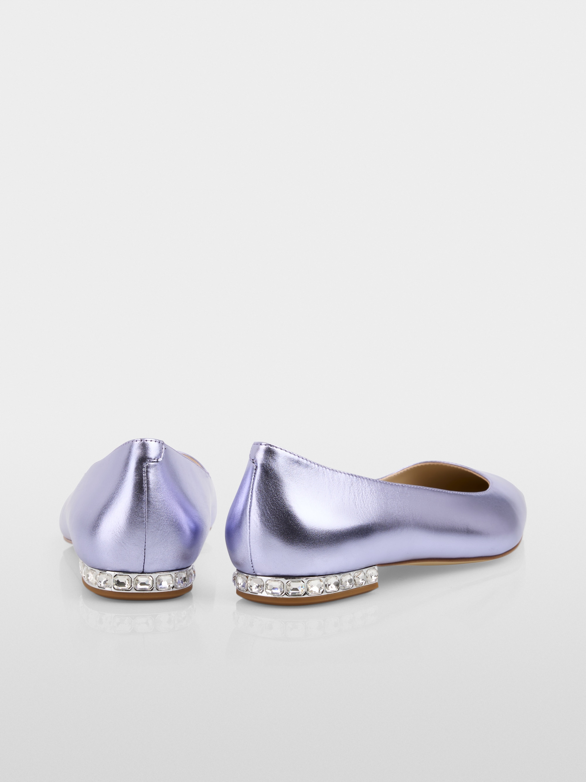 Metallic calfskin lace ballerina flats