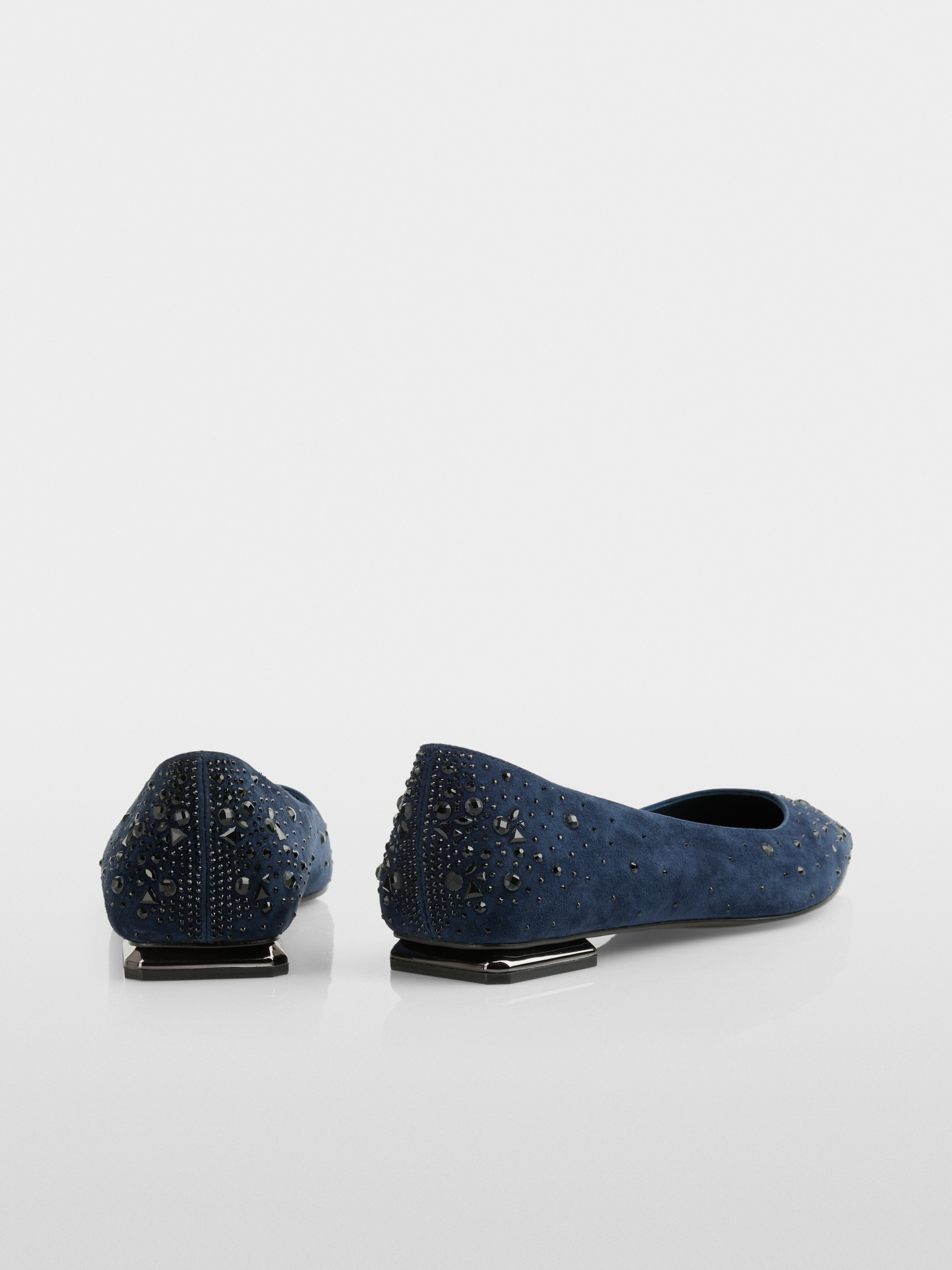 Suede ballerina flats with crystals