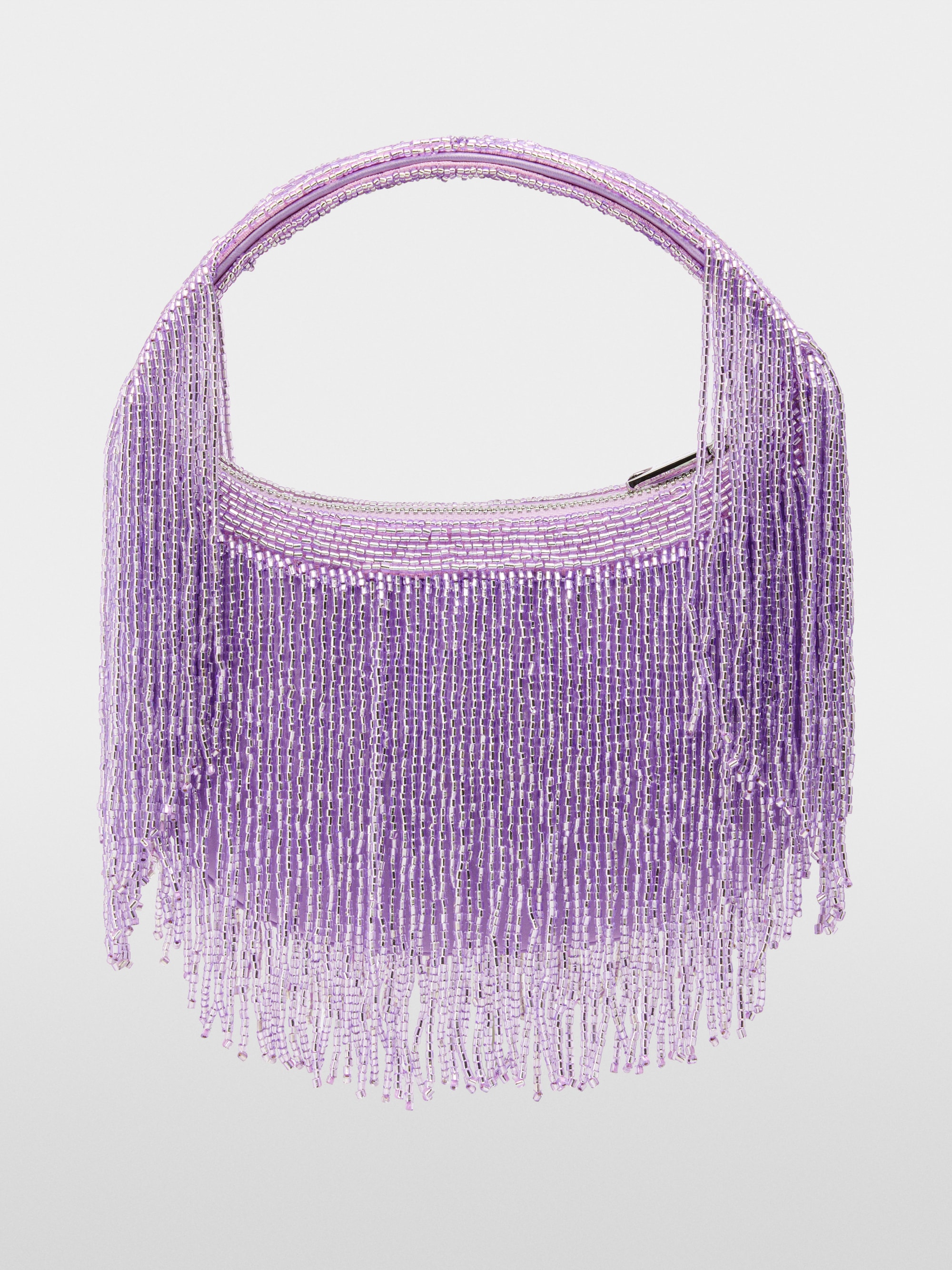 Satin mini bag with pearl trim